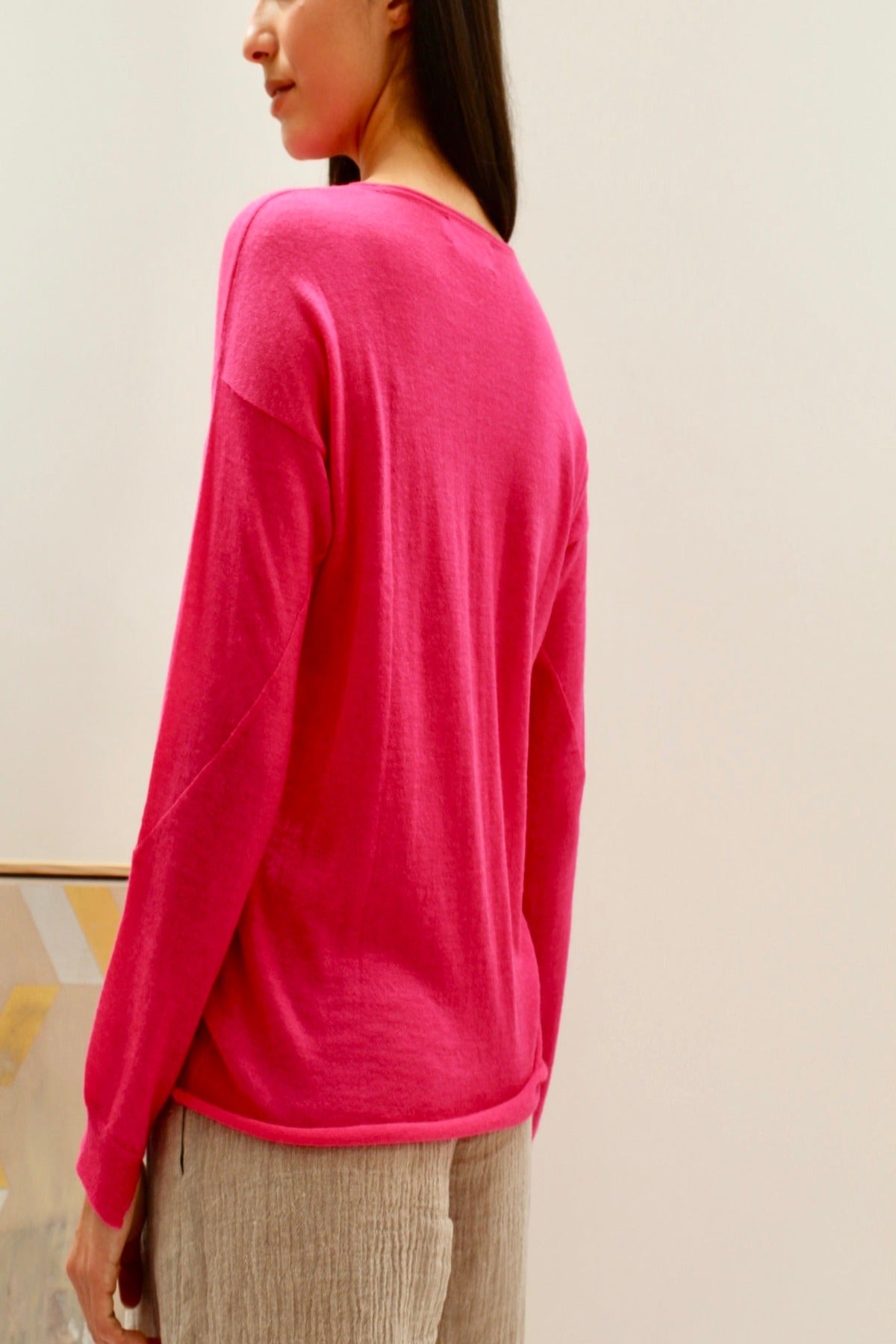 mercy crew neck sweater cashmere neon pink 3