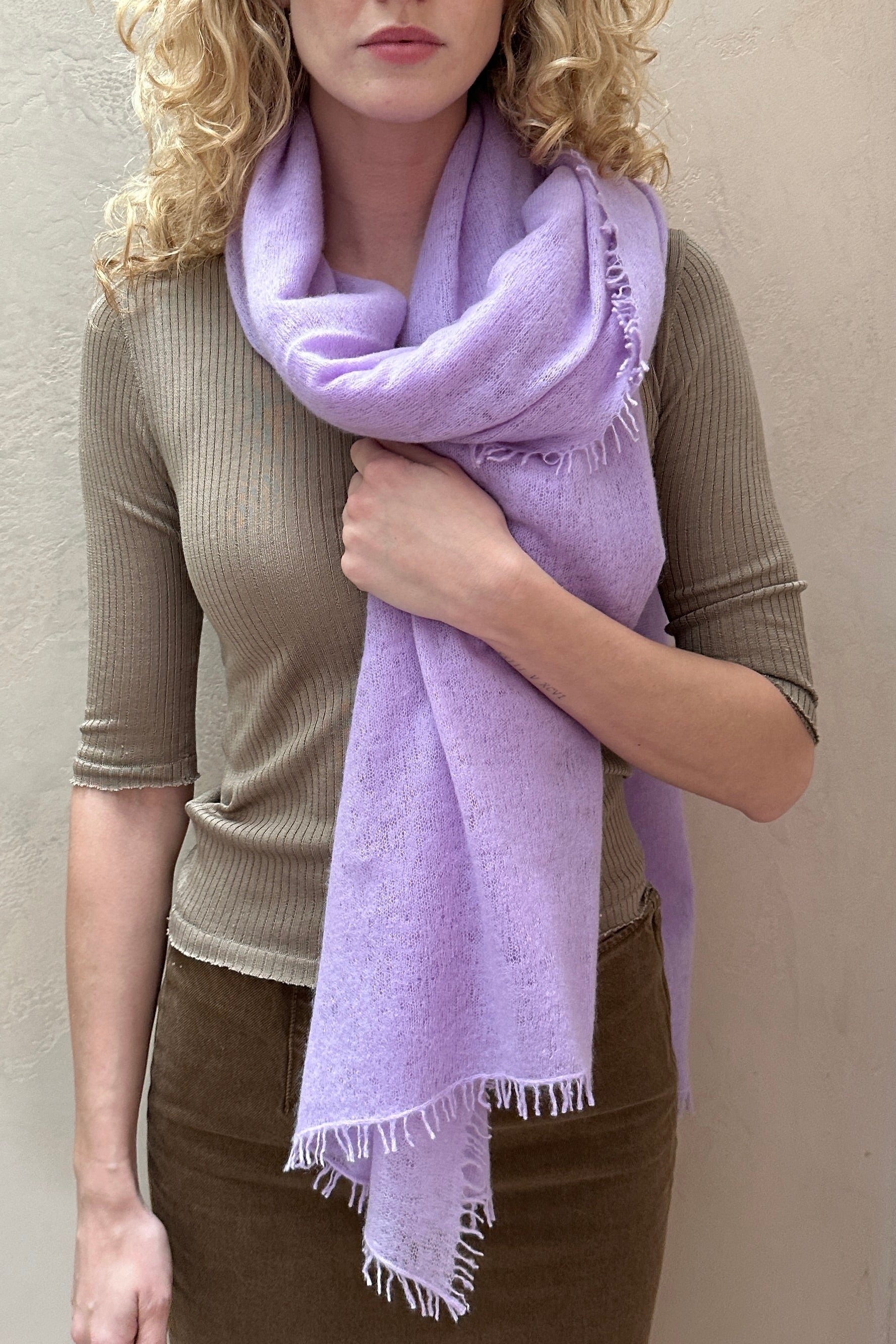 eighty scarf lilac chiffon cashmere scarf long view