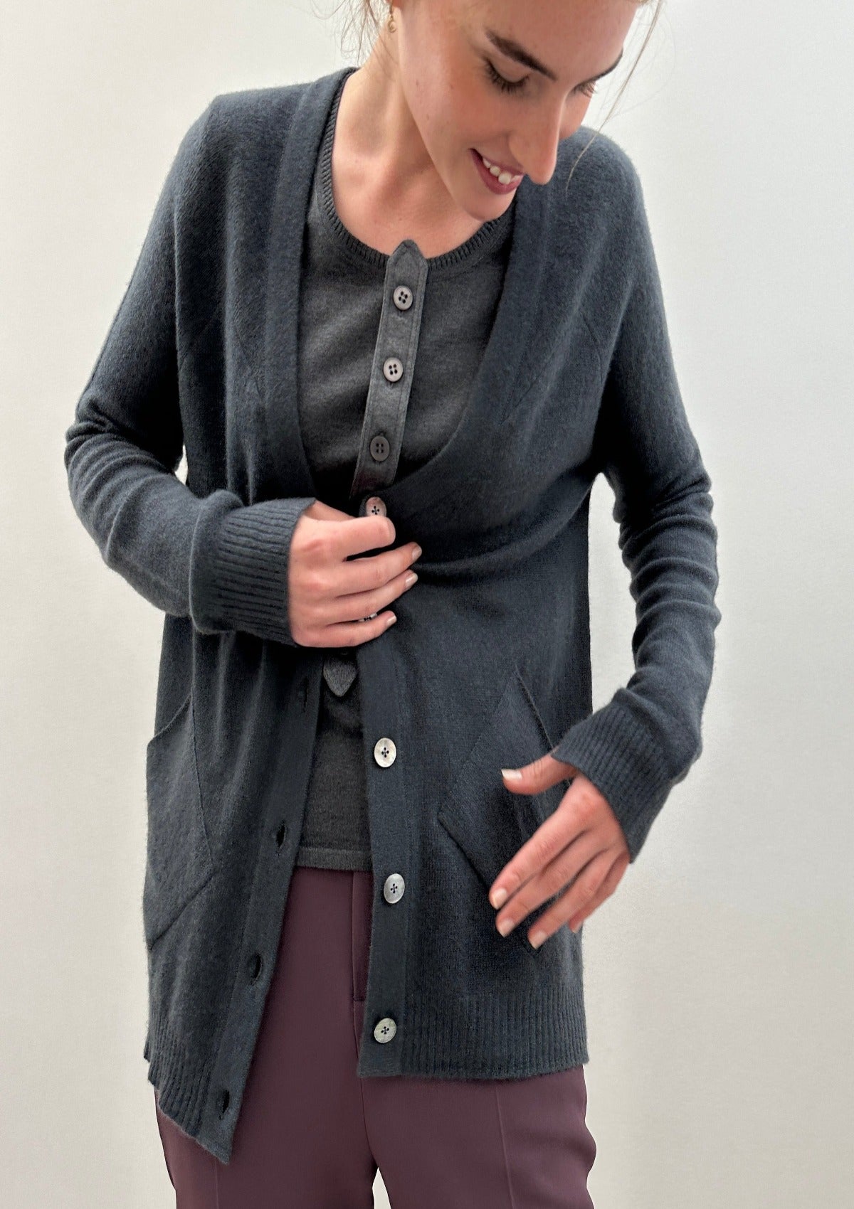 zola thunder grey cashmere silk nightshade cardigan