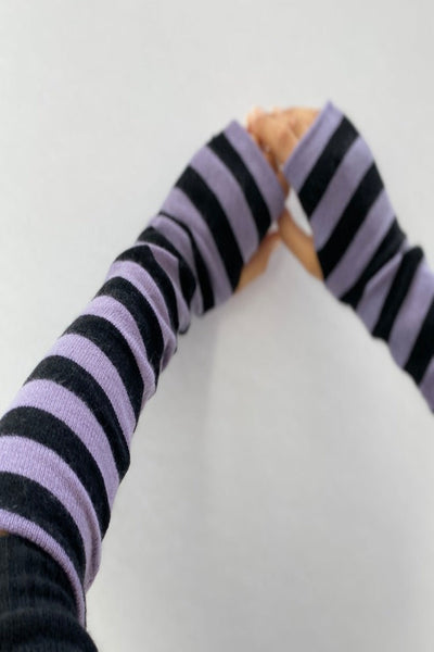 Armwarmers cashmere lavender black stripes
