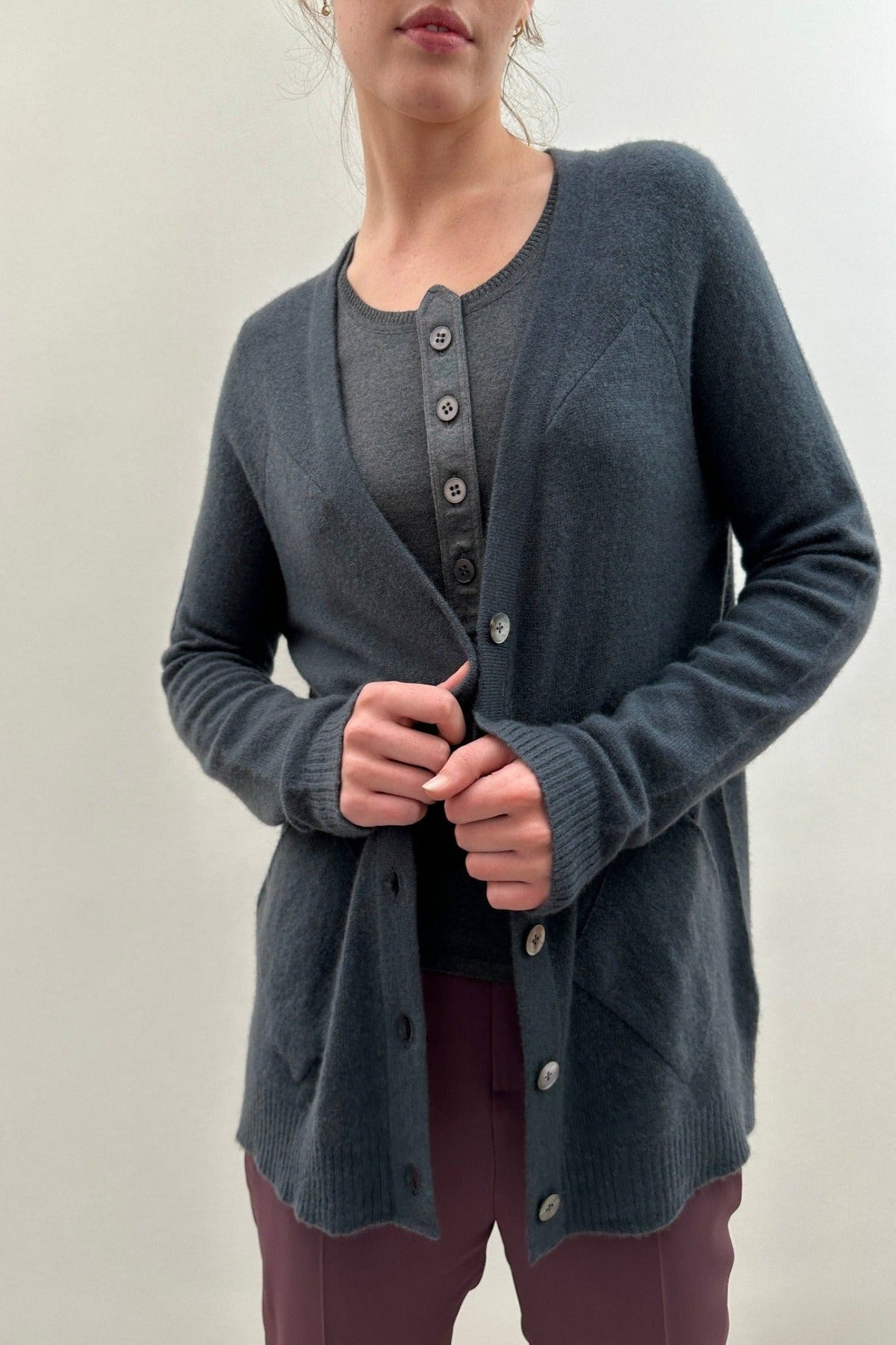 zola thunder long cashmere nightshade cardigan