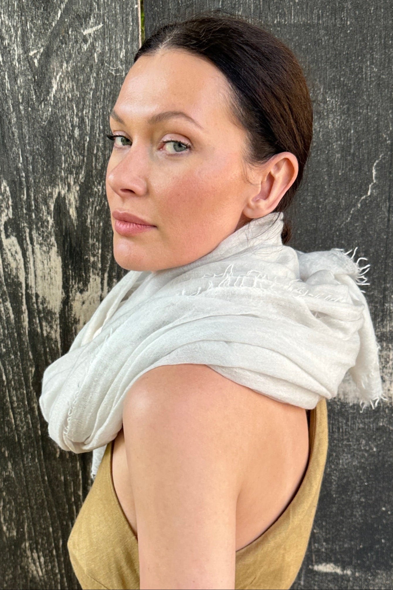 ghost chalk white grey dove cashmere marmee scarf