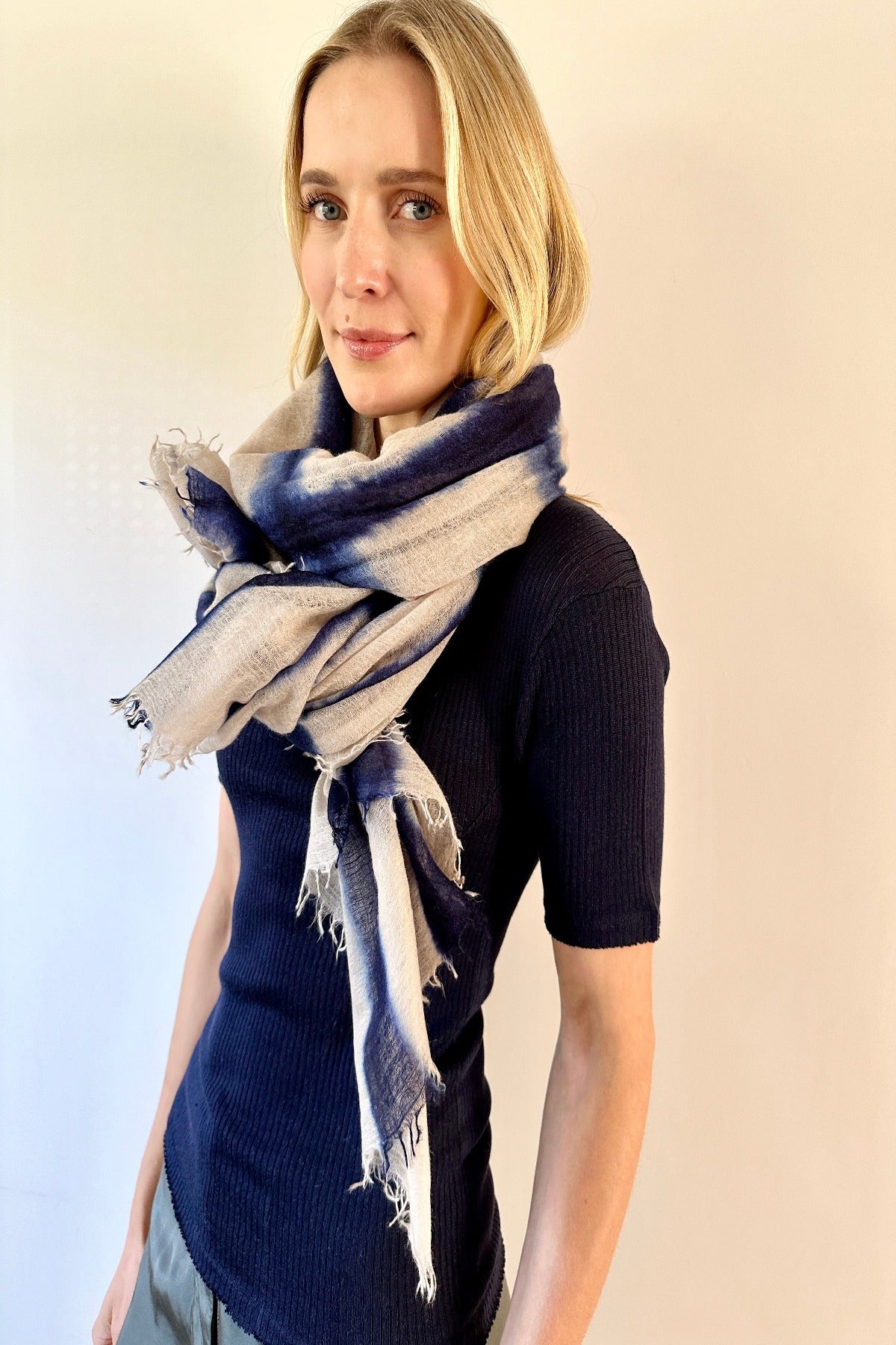 shiborisky bare navy scarf  tie dye