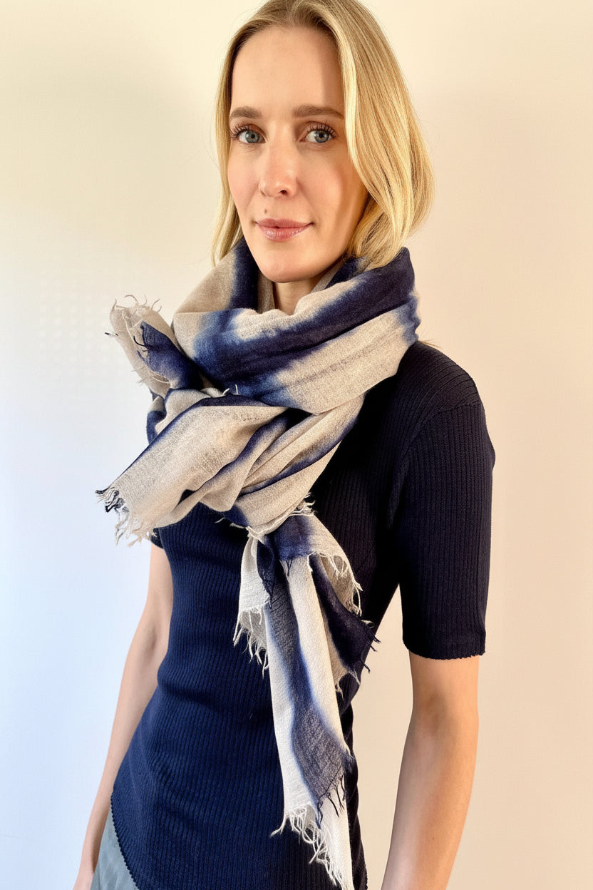 shiborisky bare navy scarf  tie dye
