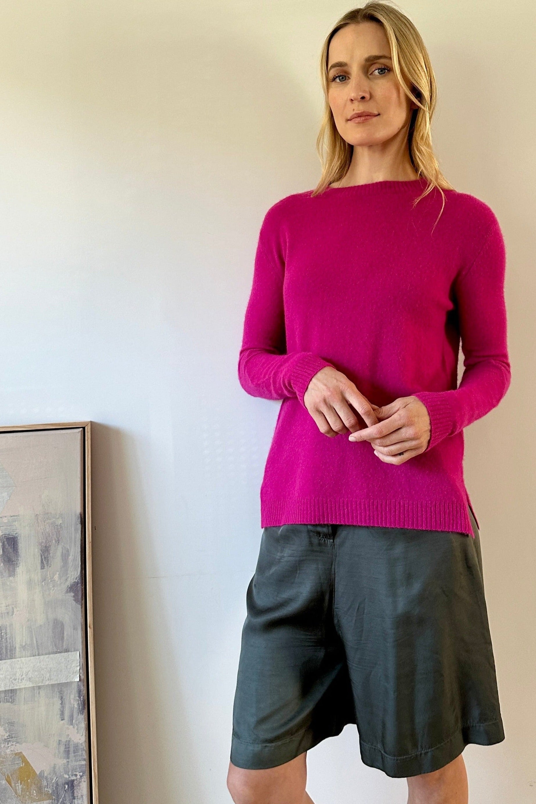 beth magenta tunic sweater