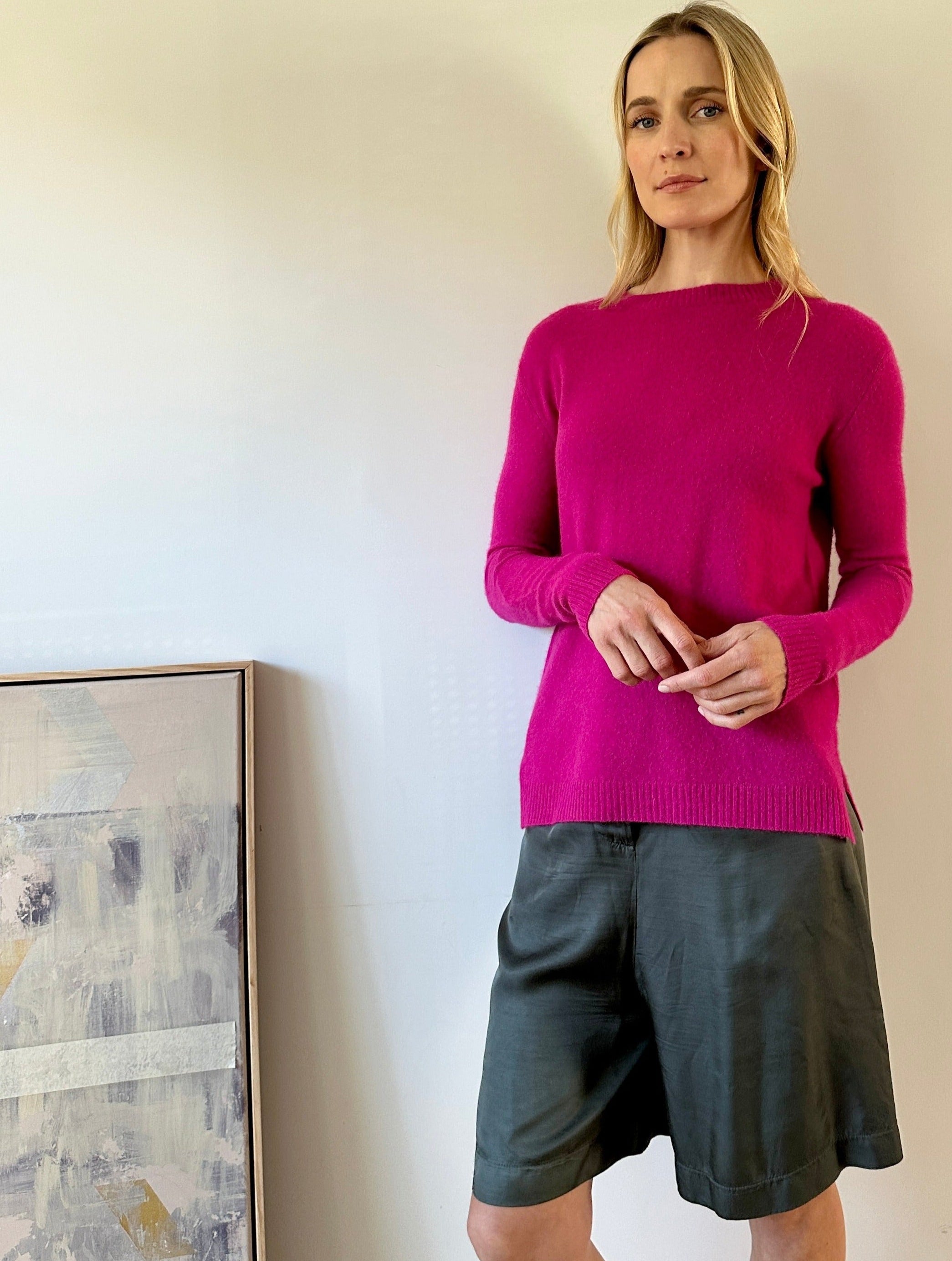 beth magenta tunic sweater