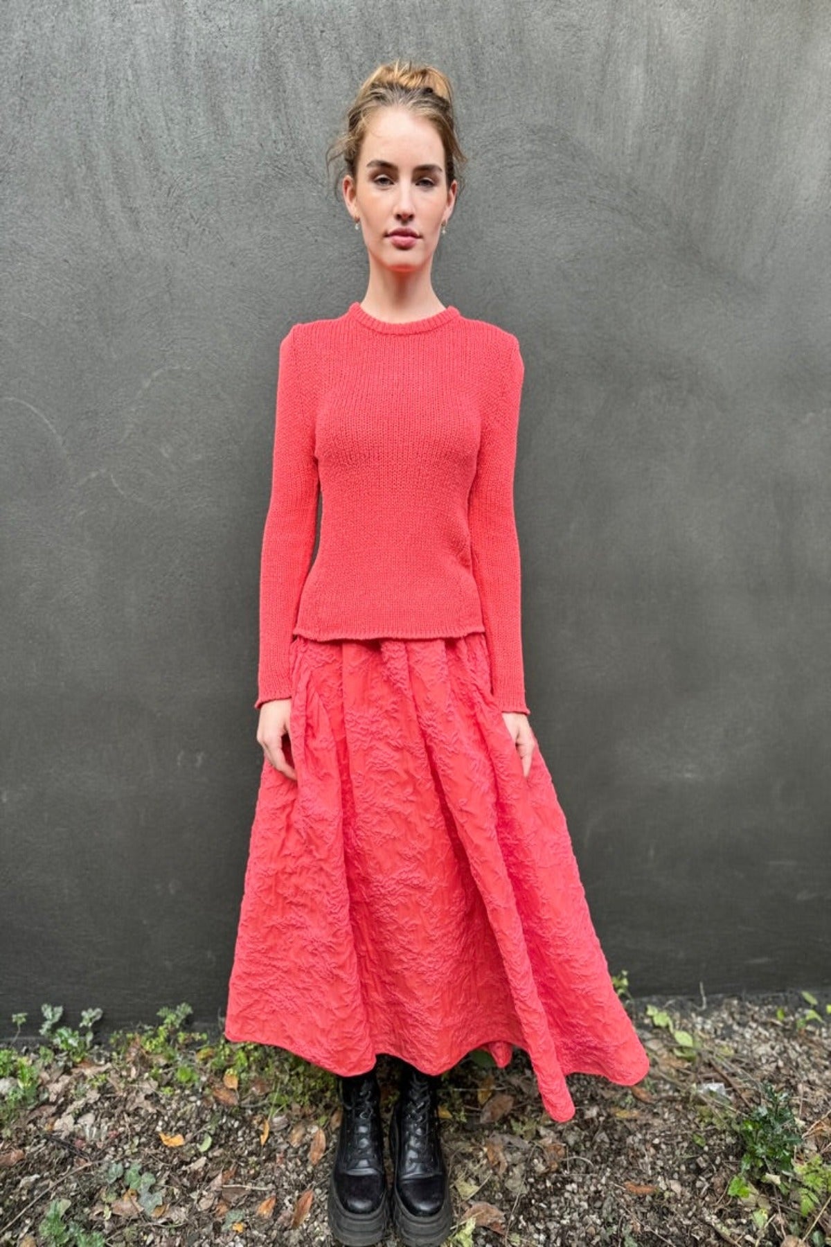 diva geranium red coral cotton sweater