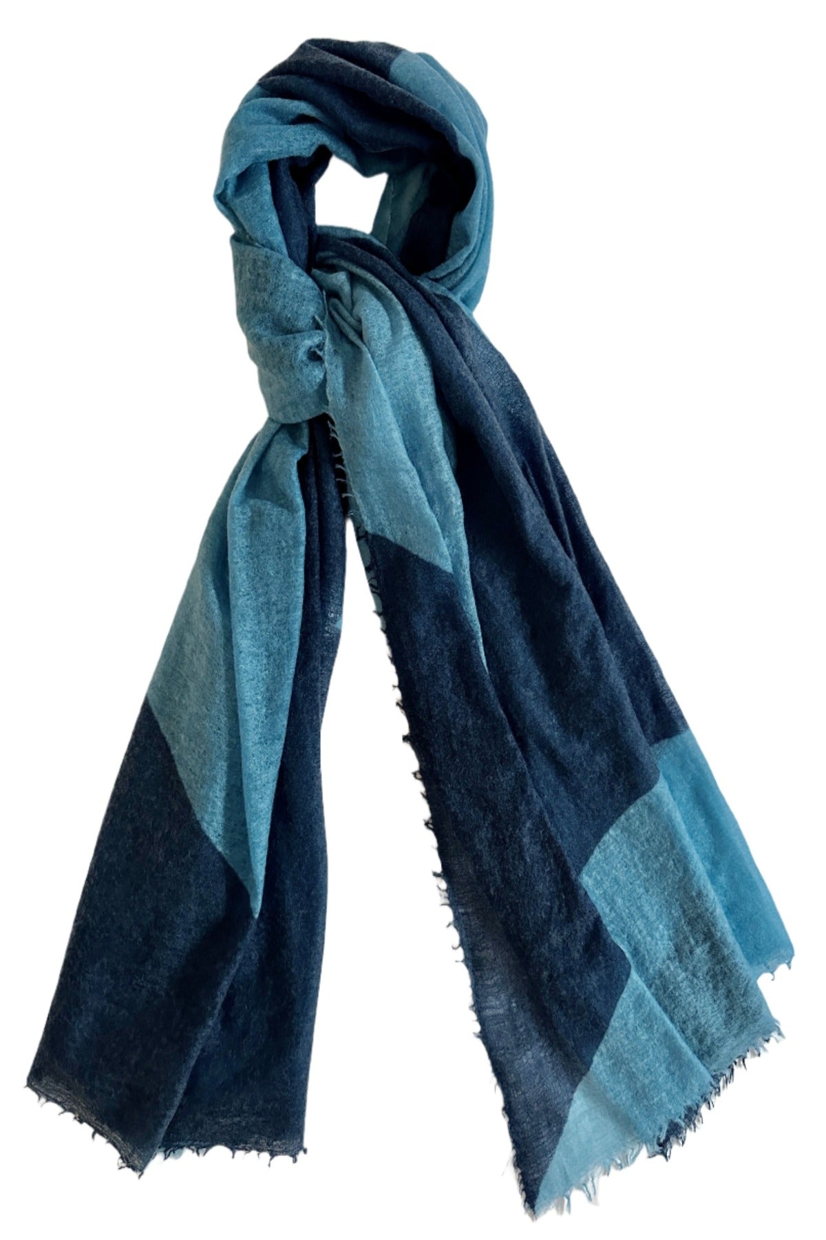 shapes light teal navy cashmere scarf