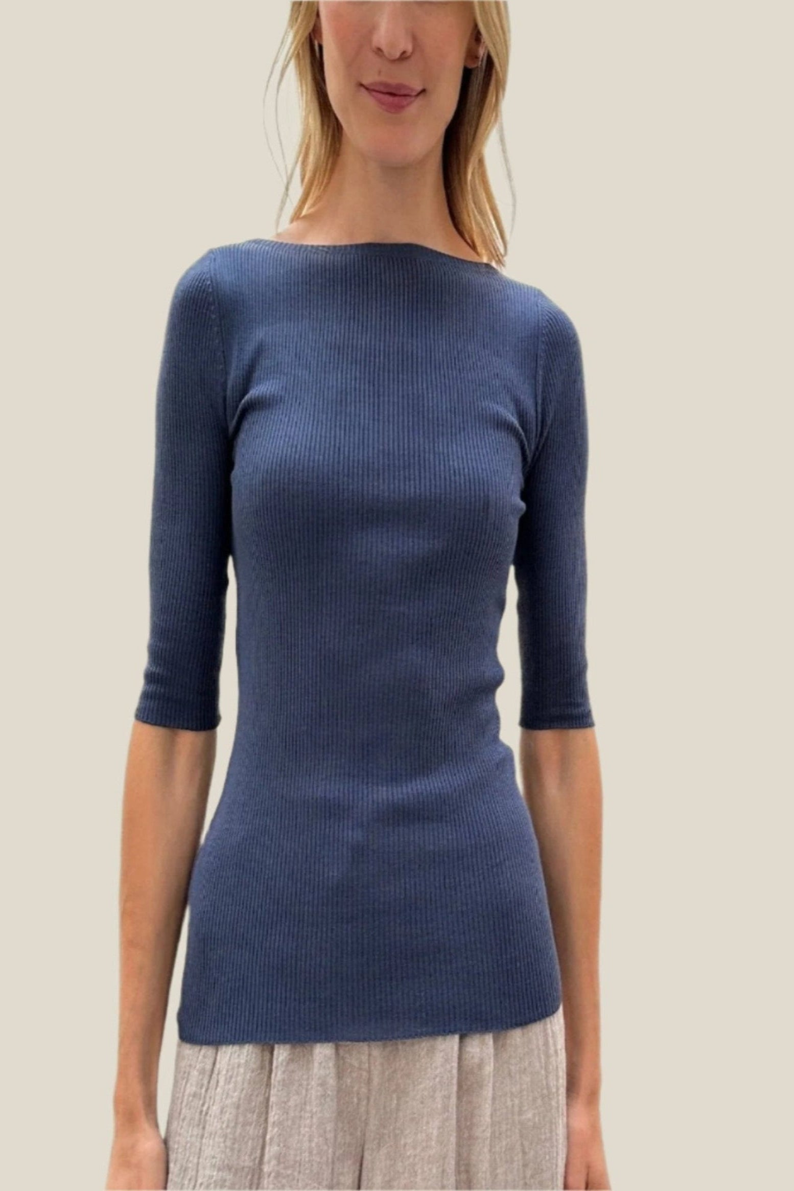 max T bluesy rib boat neck top