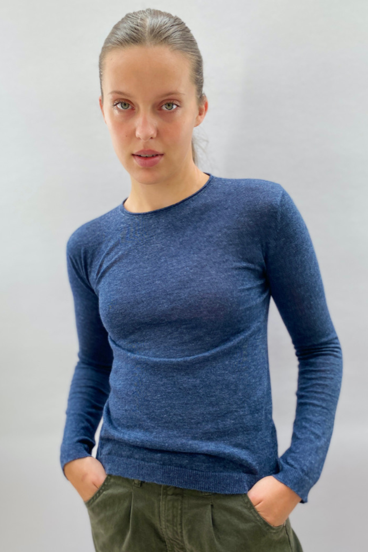 subba cashmere linen dark navy sweater