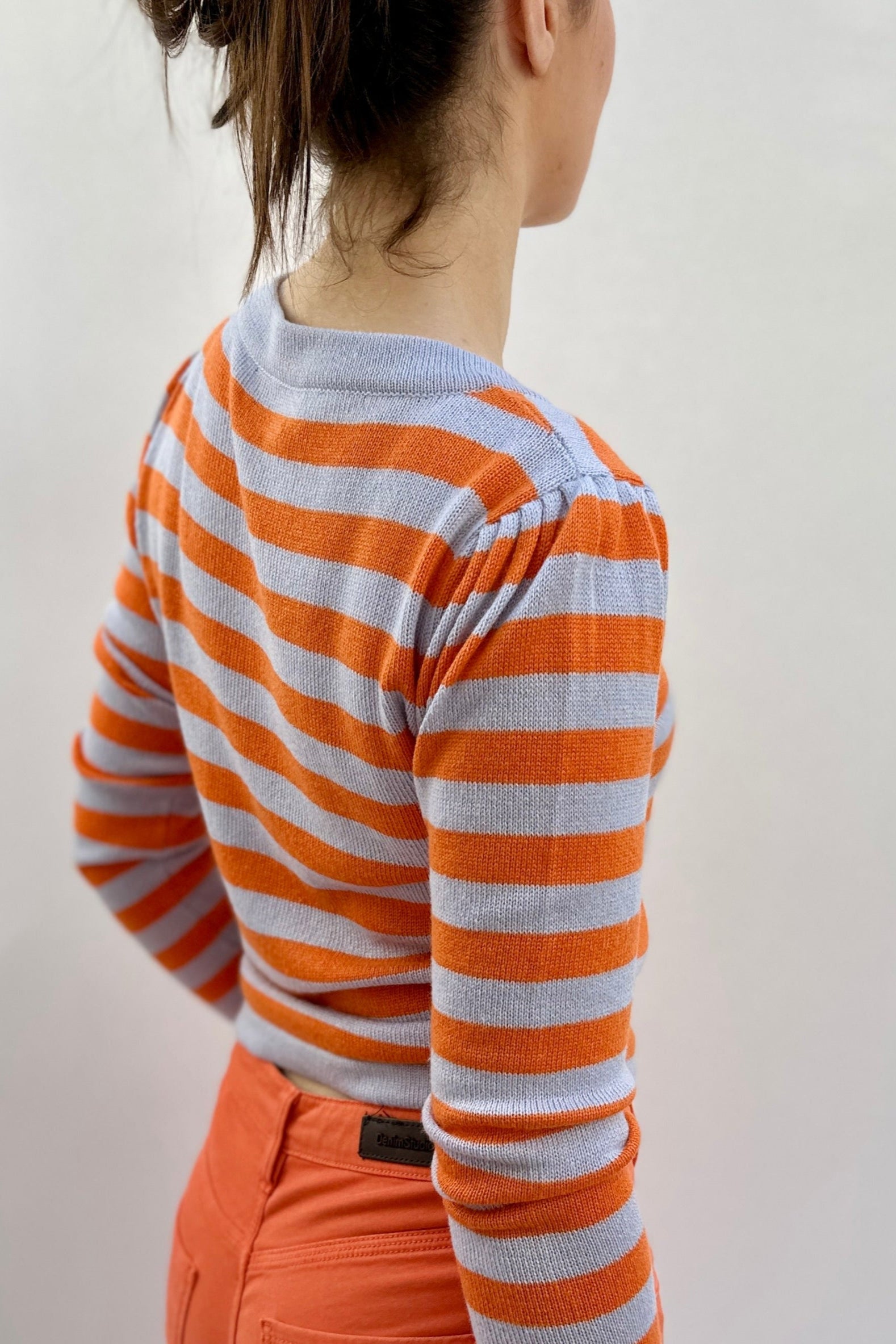 Plein stripe cardigan orange chakra side