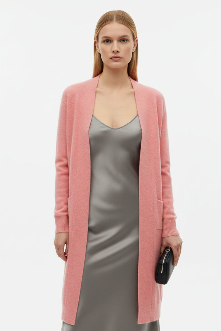 ally pink cashmere silk cardigan