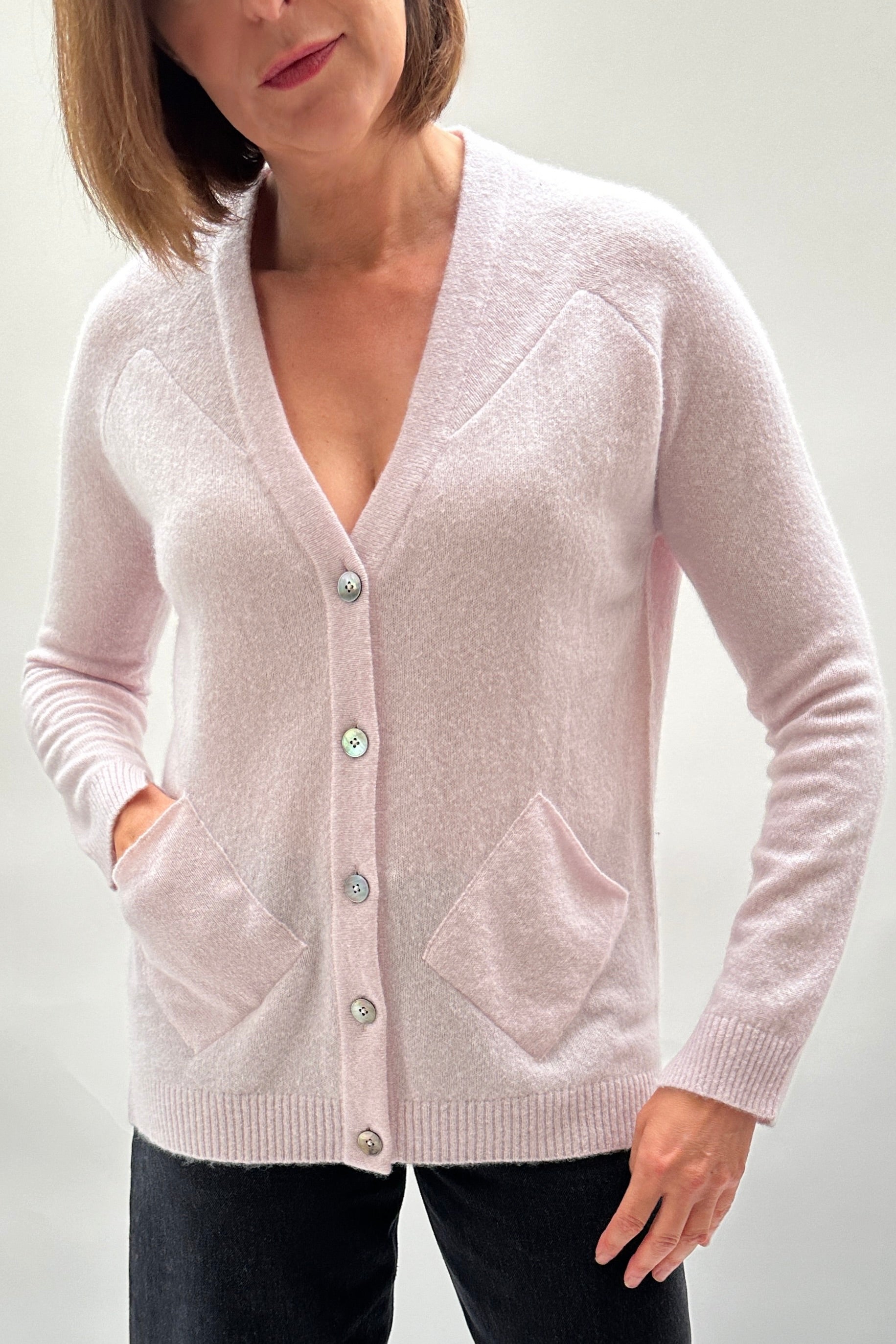 Zola parma  pink v neck cardi 2