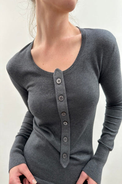 bay sweater with front placket colour charcoal 3