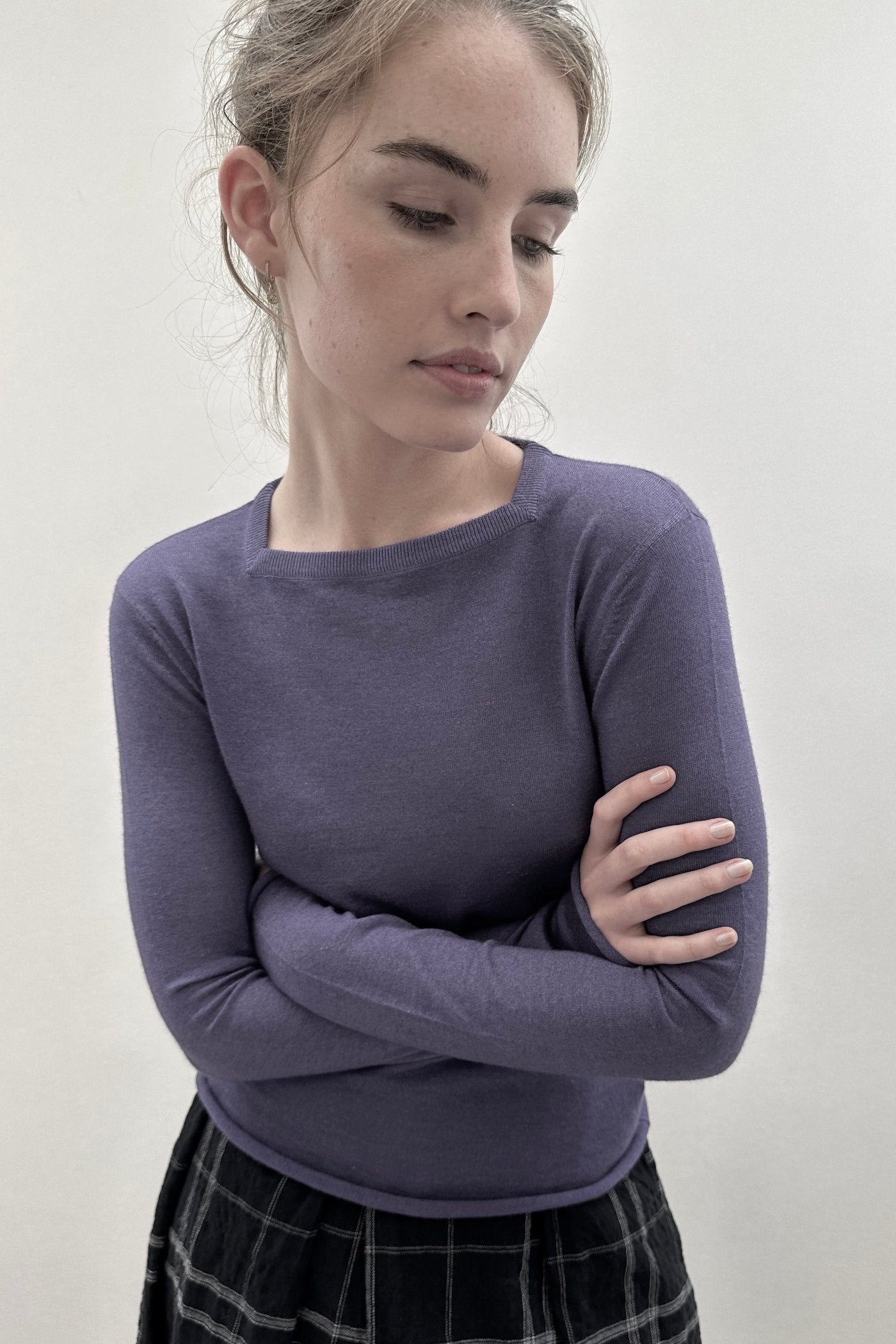 lassa Purple smoke  square neck sweater top 