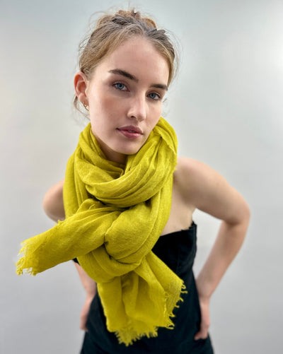 Citronelle Marmee citrus chartreuse yellow cashmere scarf