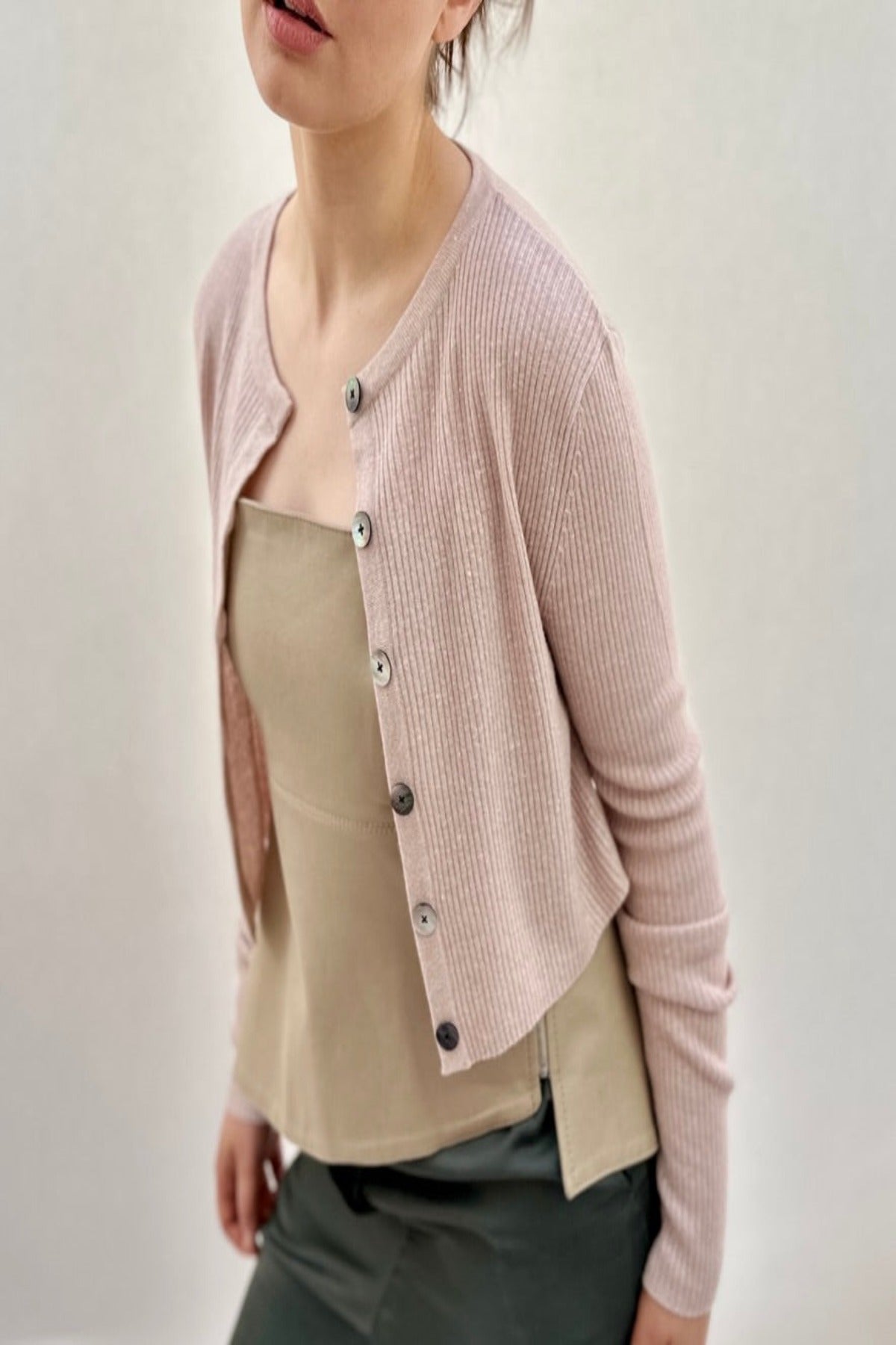 Roxy hoopoe 2 pink rib cardigan