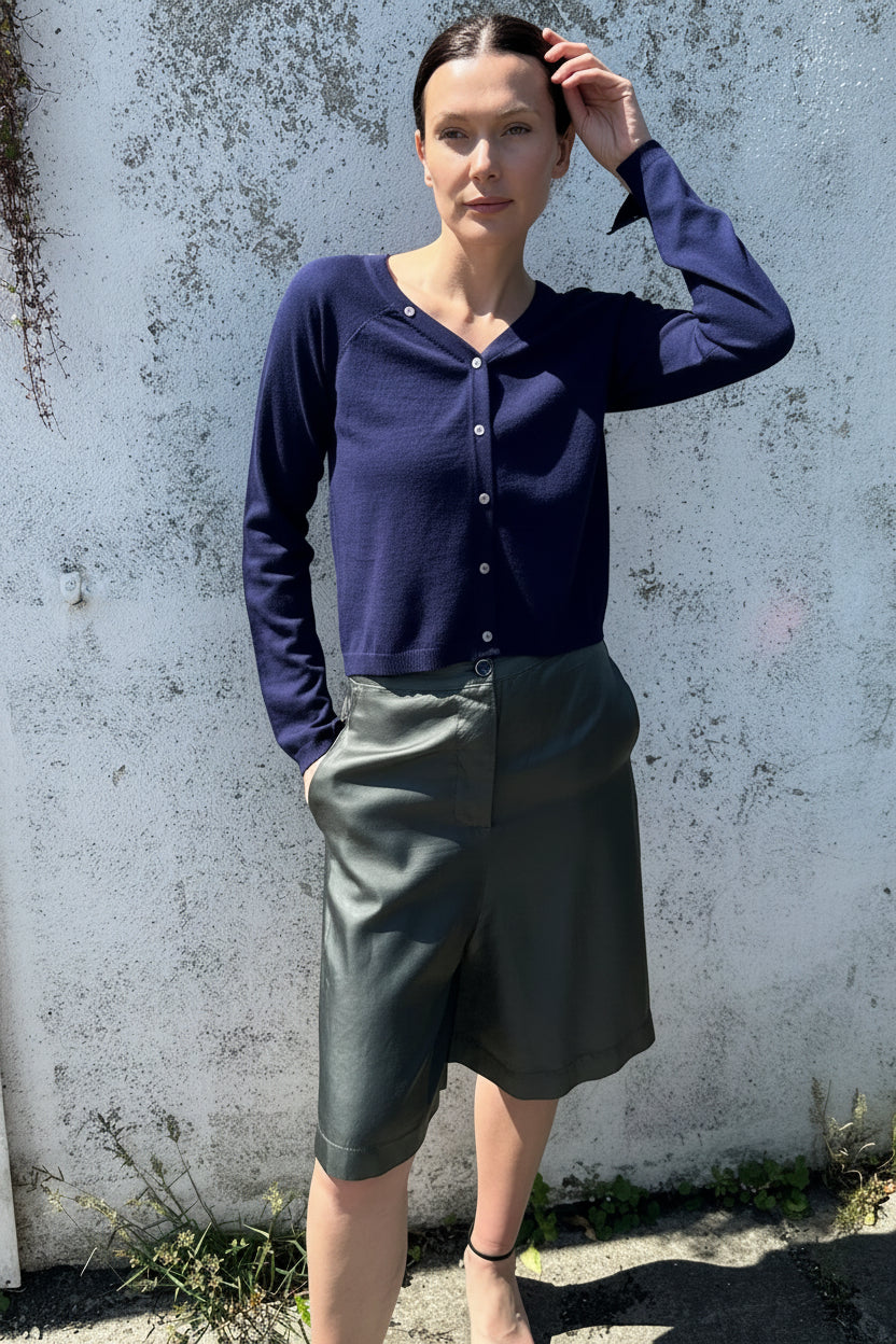 zelia v neck cotton silk cardi 