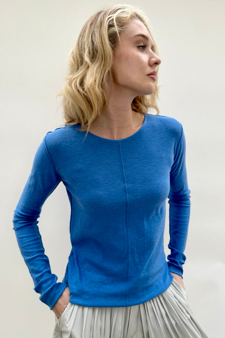 Connar blue round neck cashmere silk