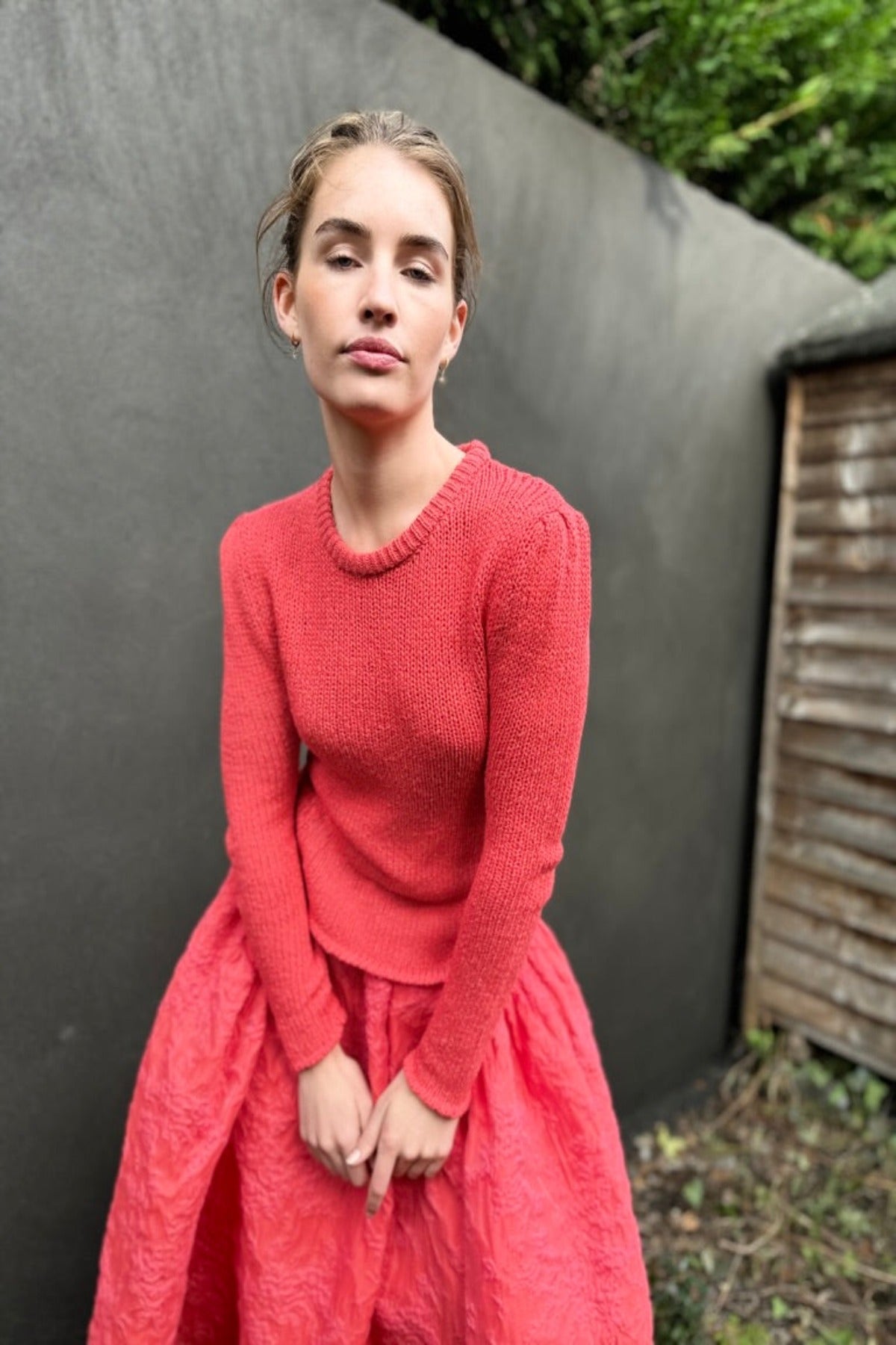 diva geranium red coral cotton sweater