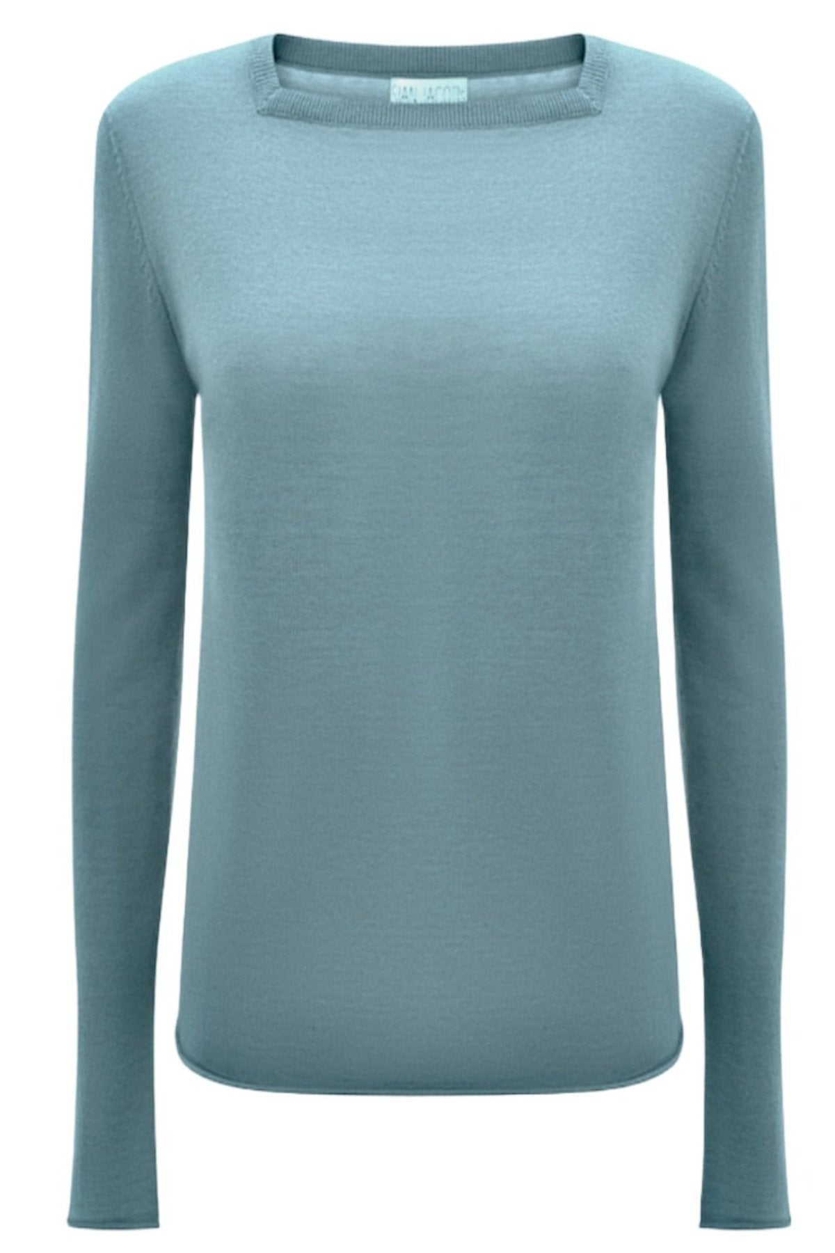 lassa light teal square neck top cashmere silk