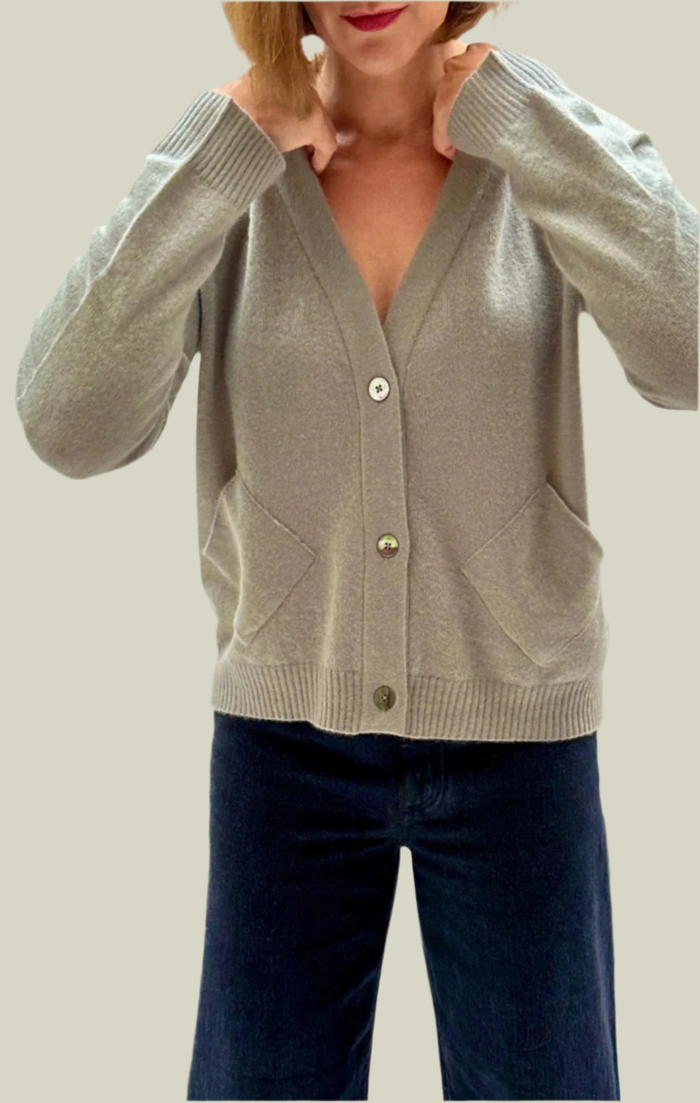 zoloft short cardigan cashmere sage green