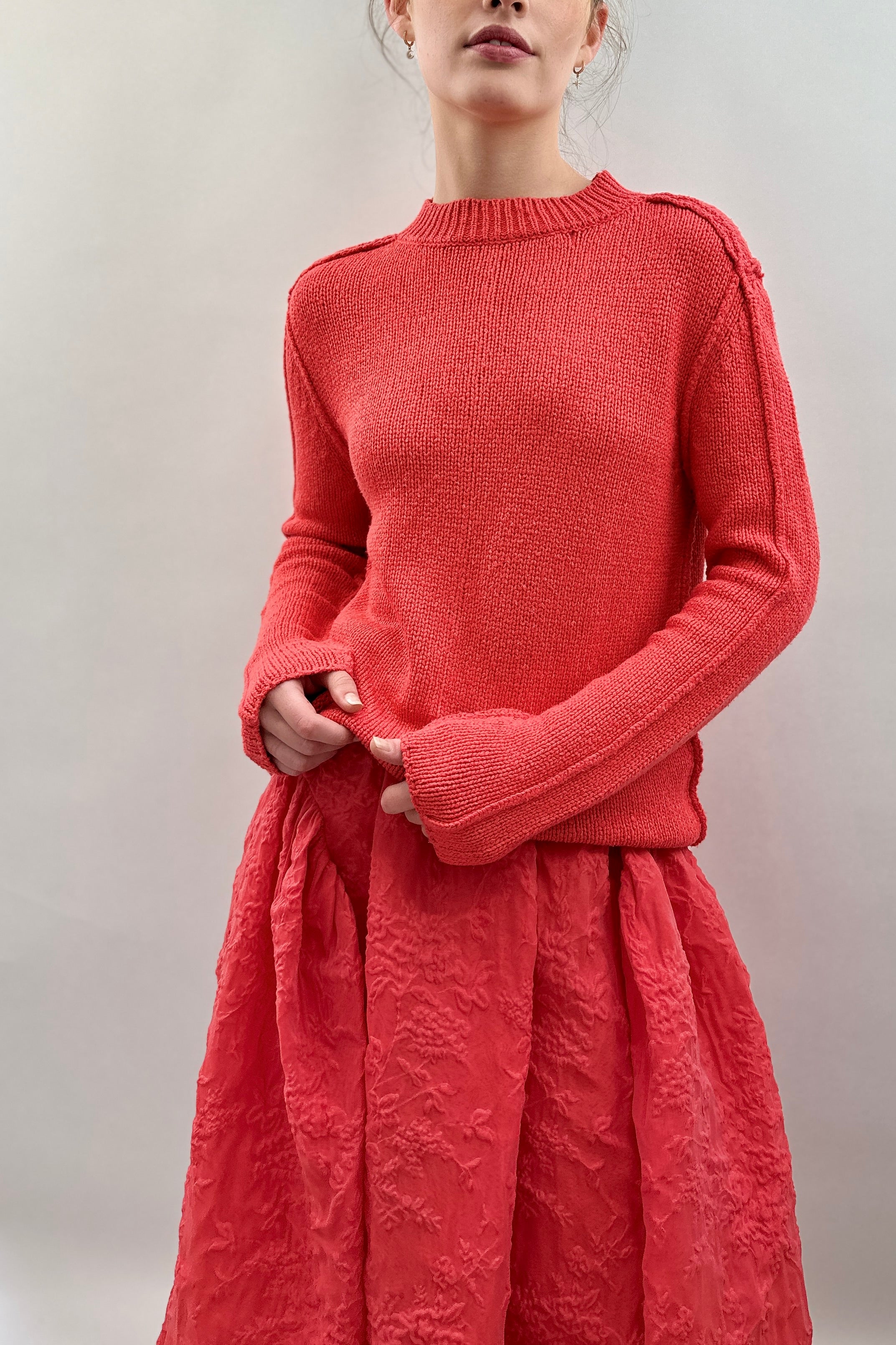 jane long coral sweater silk knit