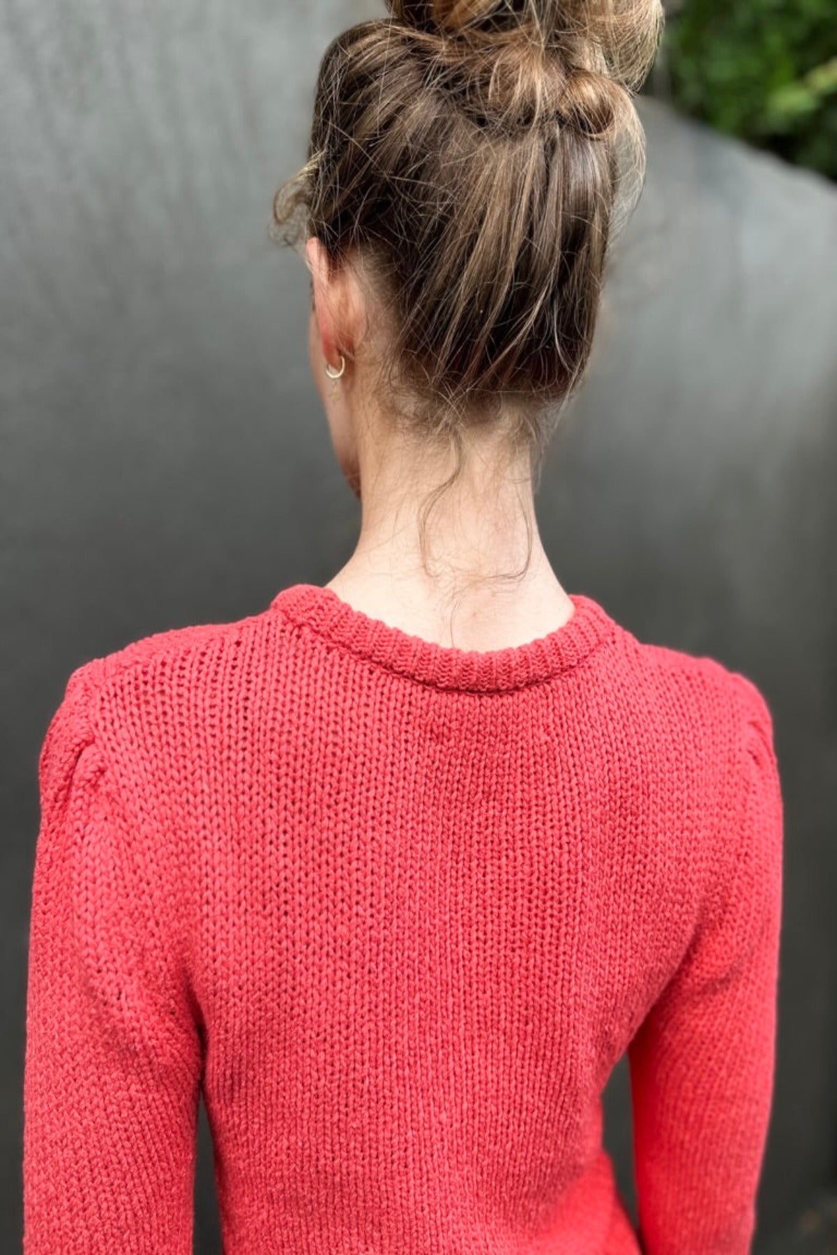 diva geranium red coral cotton sweater back view