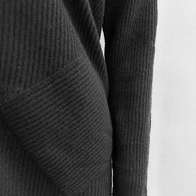 Roonie black rib cardigan pocket close up