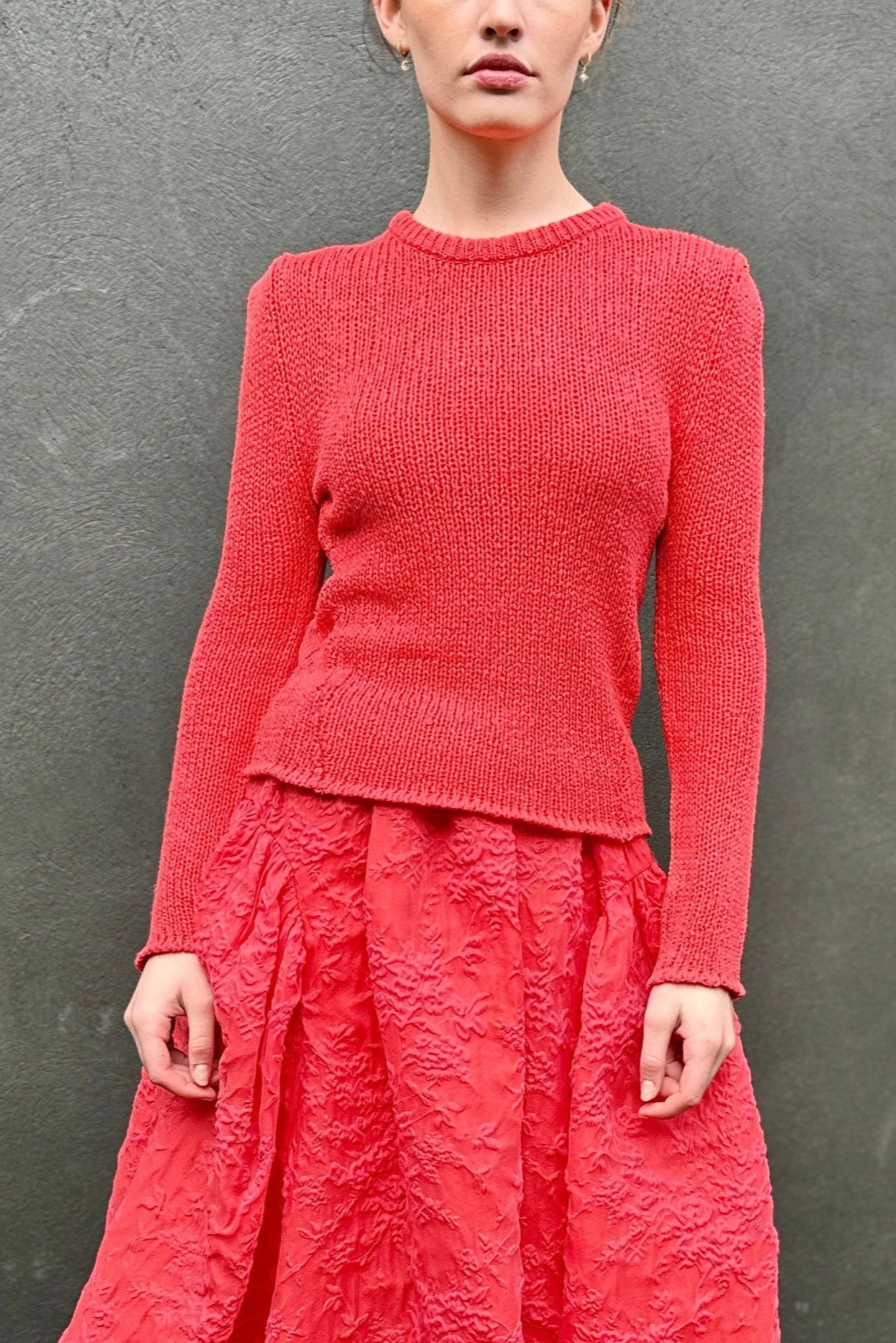 diva geranium red coral cotton sweater