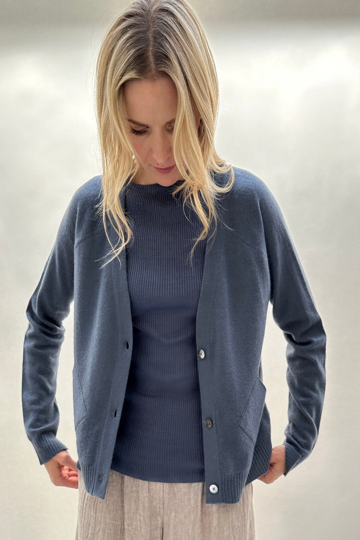 zoloft bluesy cardi in cashmere  2