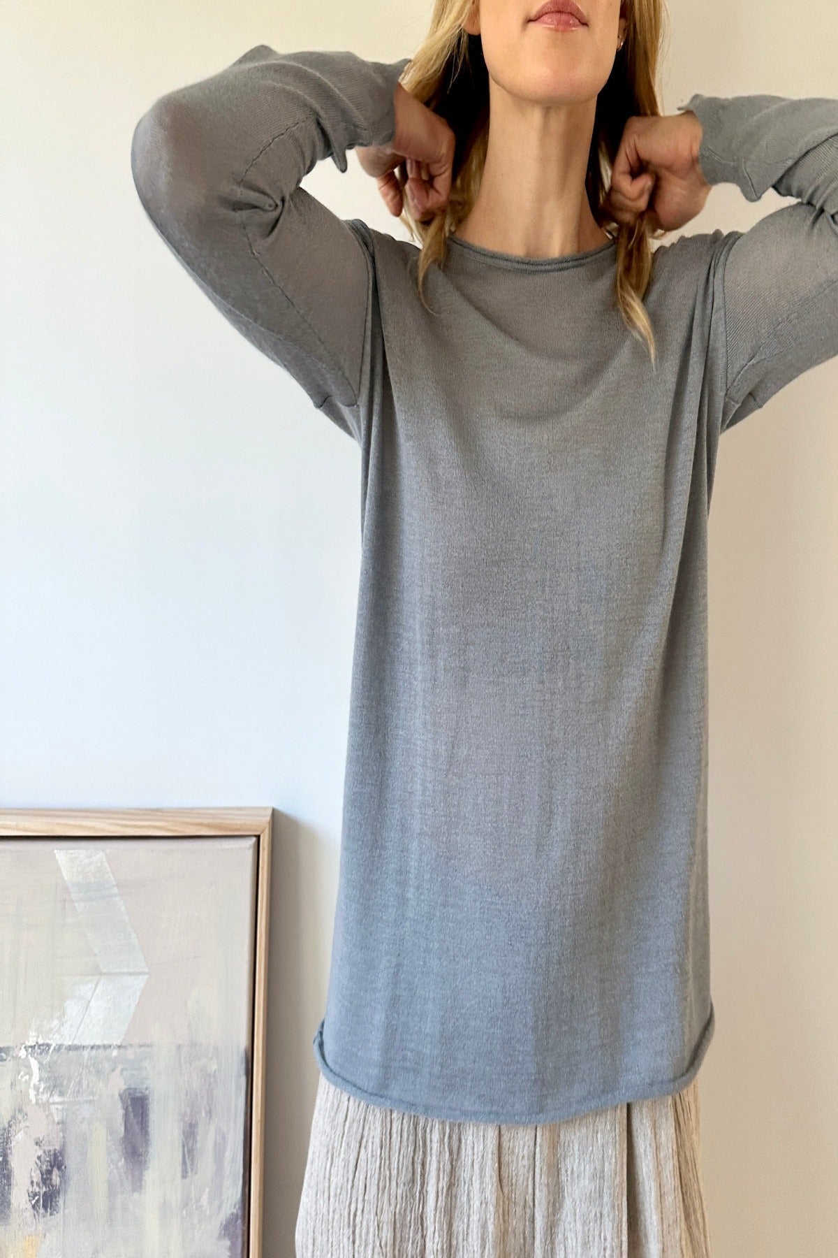 mercy steel grey gray cashmere sweater tunic style