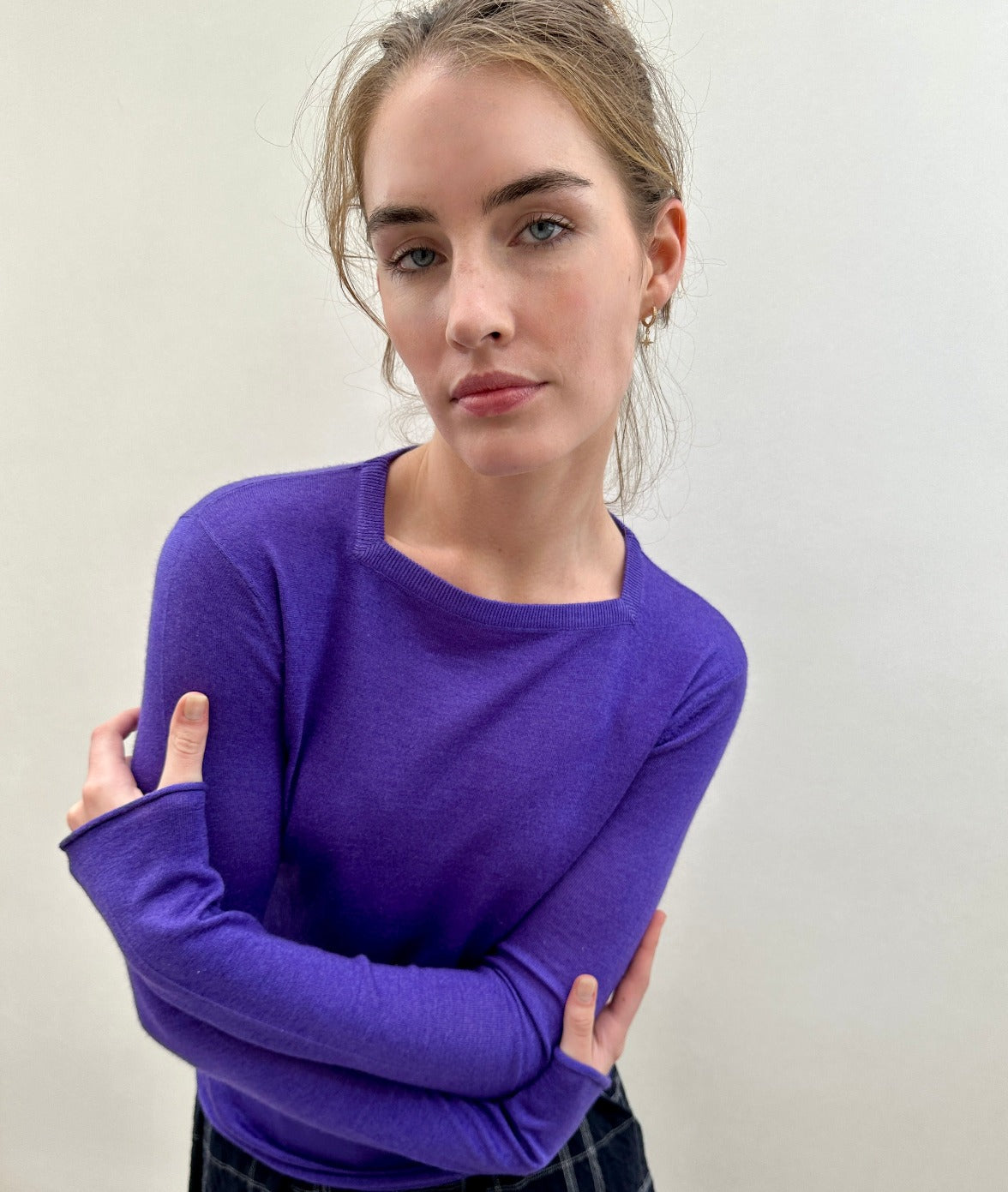 Lassa purple square neck top close 