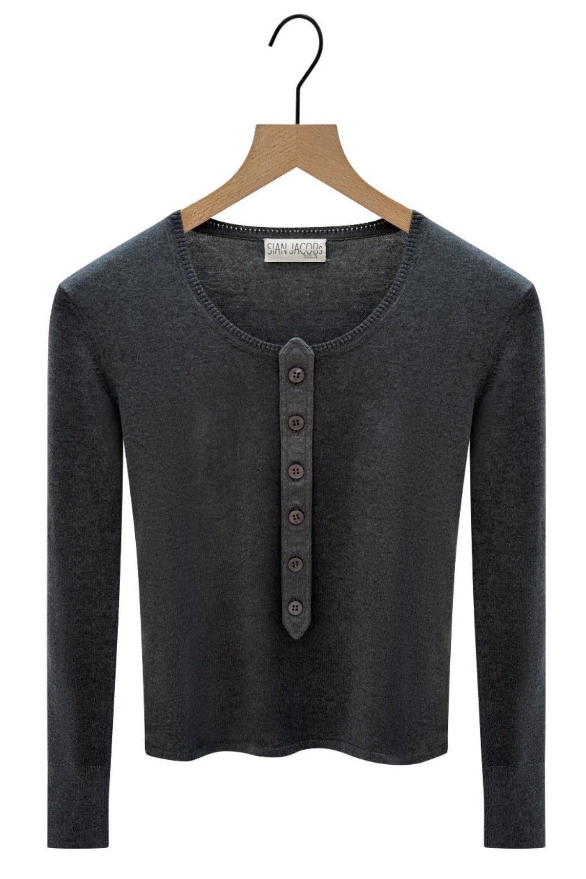 bay t shirt on a hanger grey long sleeve top