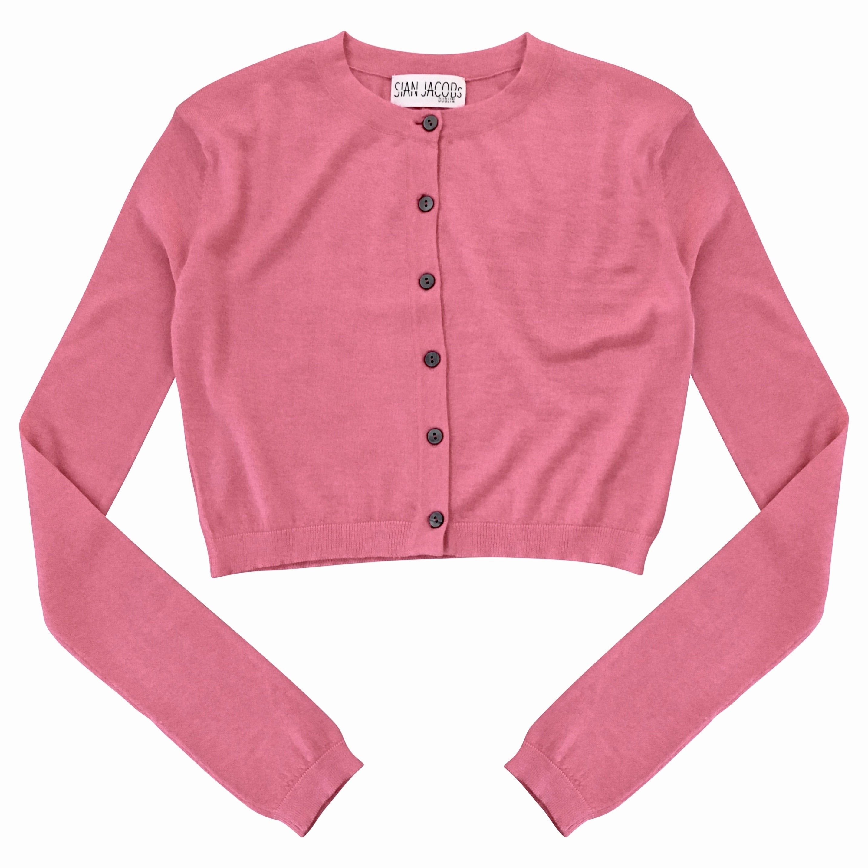 drikka cotton silk pink crop cardi flat lay