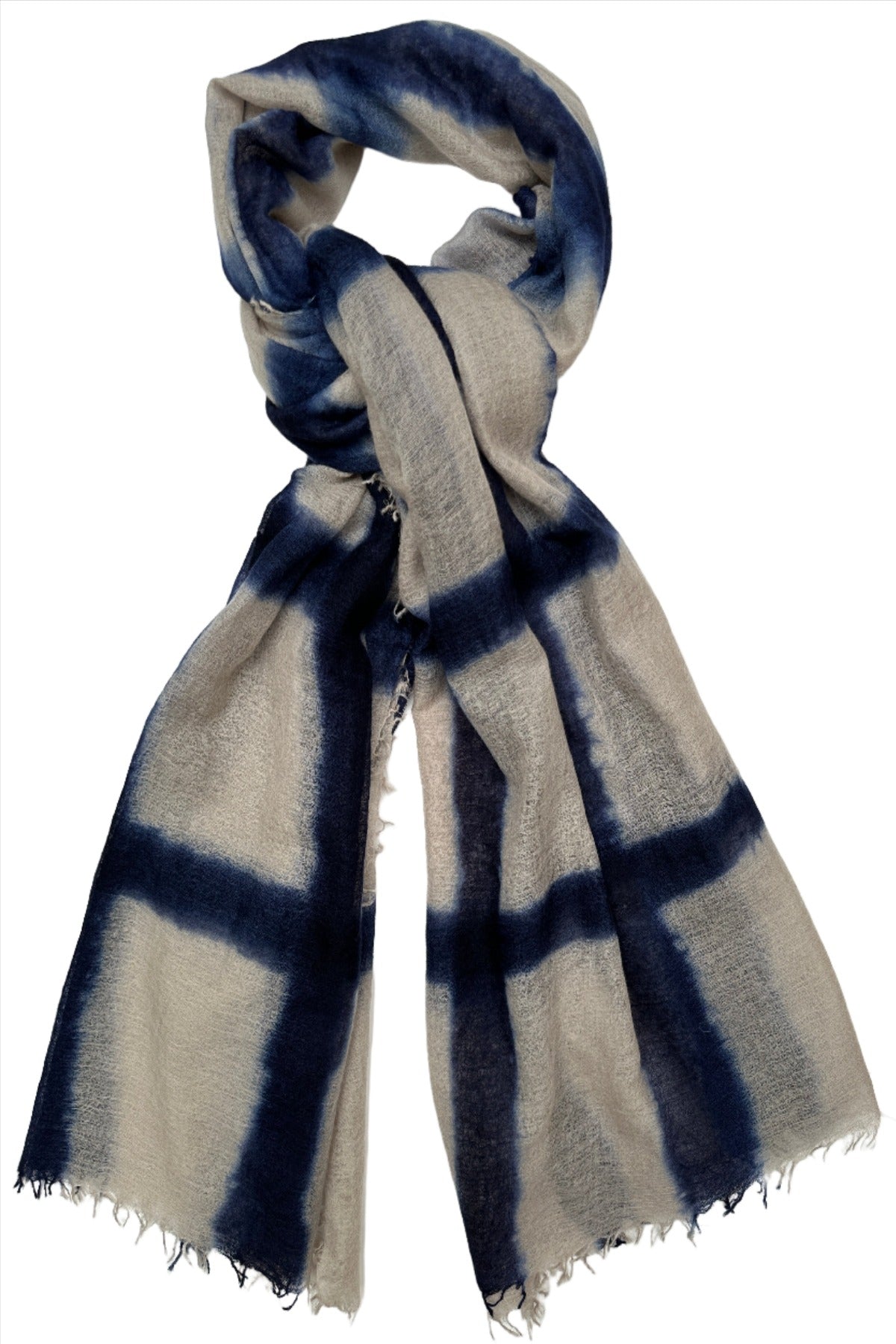 shiborisky squares bare navy black stripe scarf