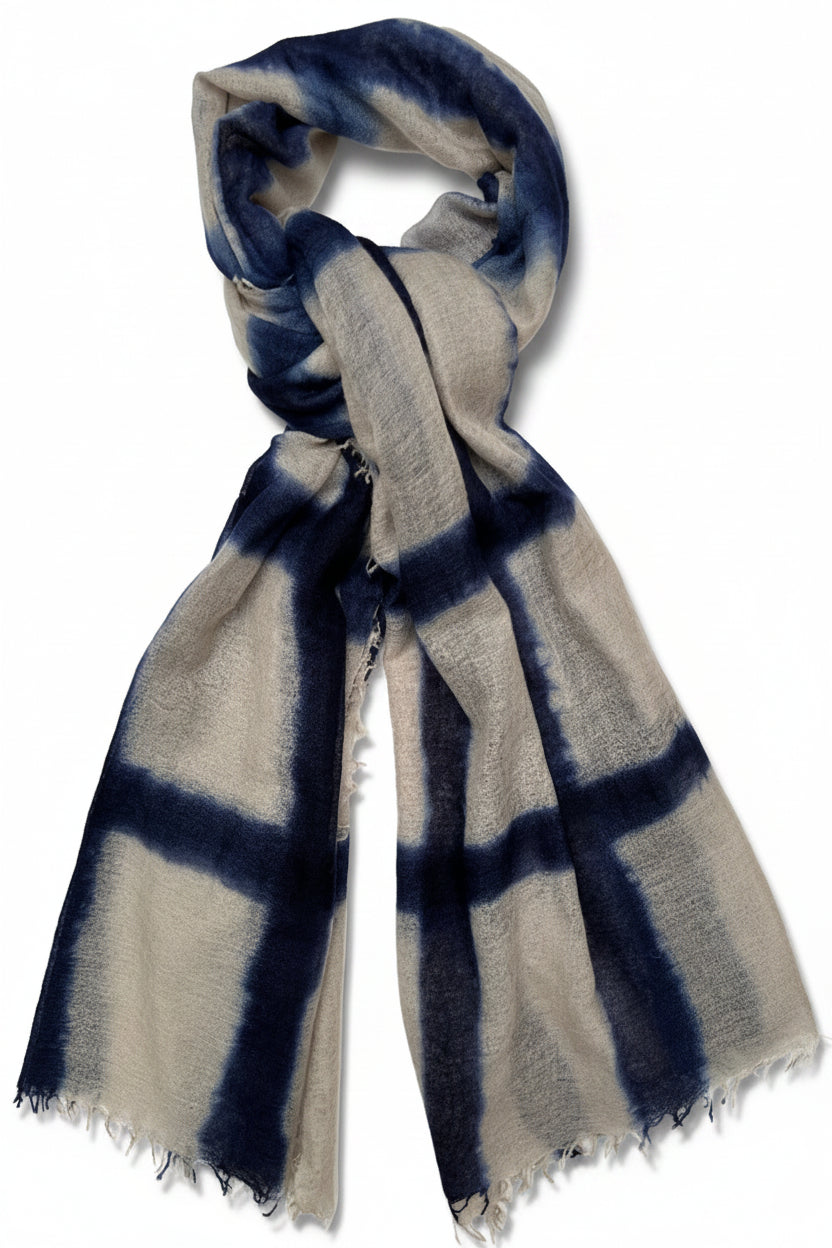 shiborisky squares bare navy black stripe scarf
