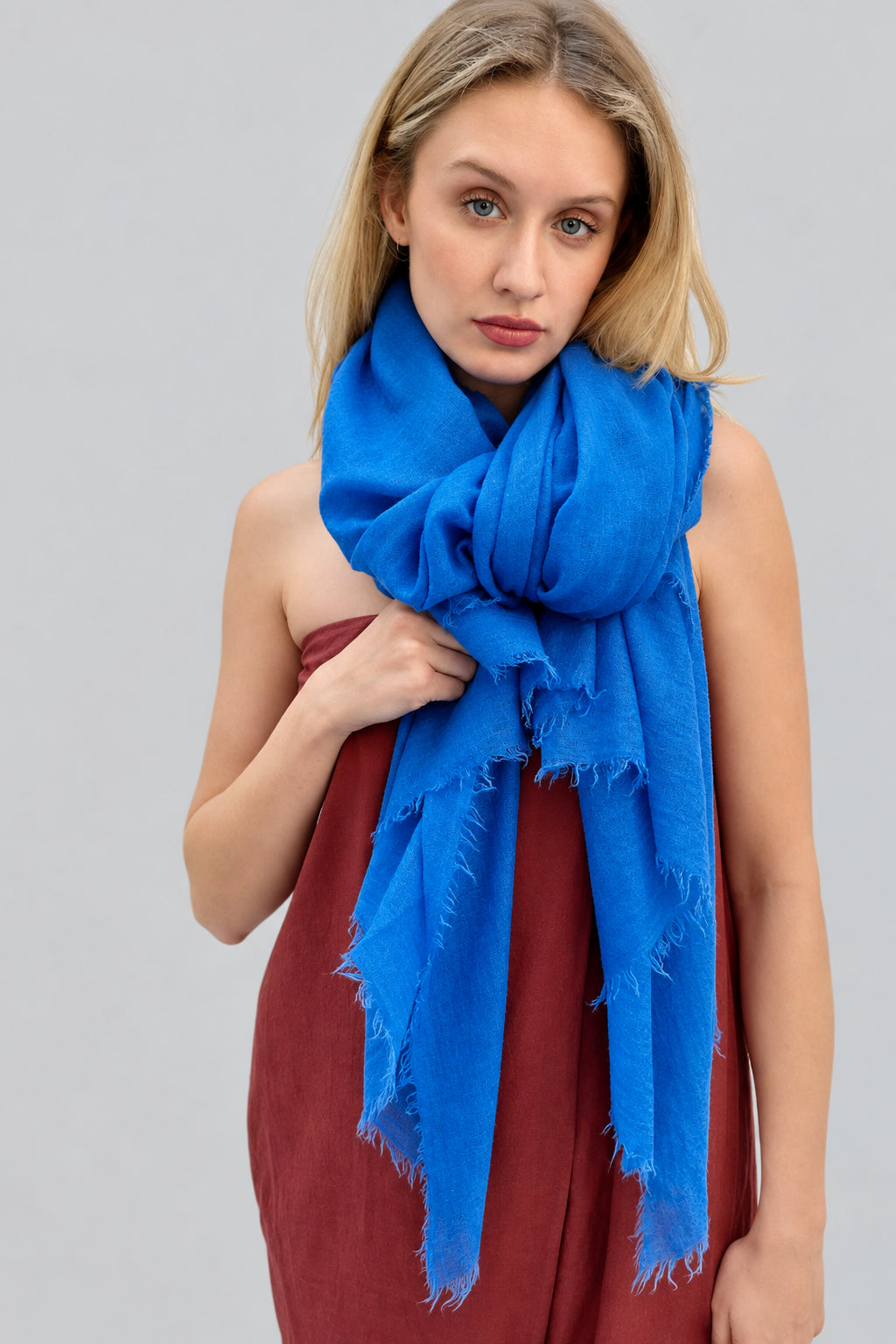 marmee cashmere blue cornflower scardf wrap shawl