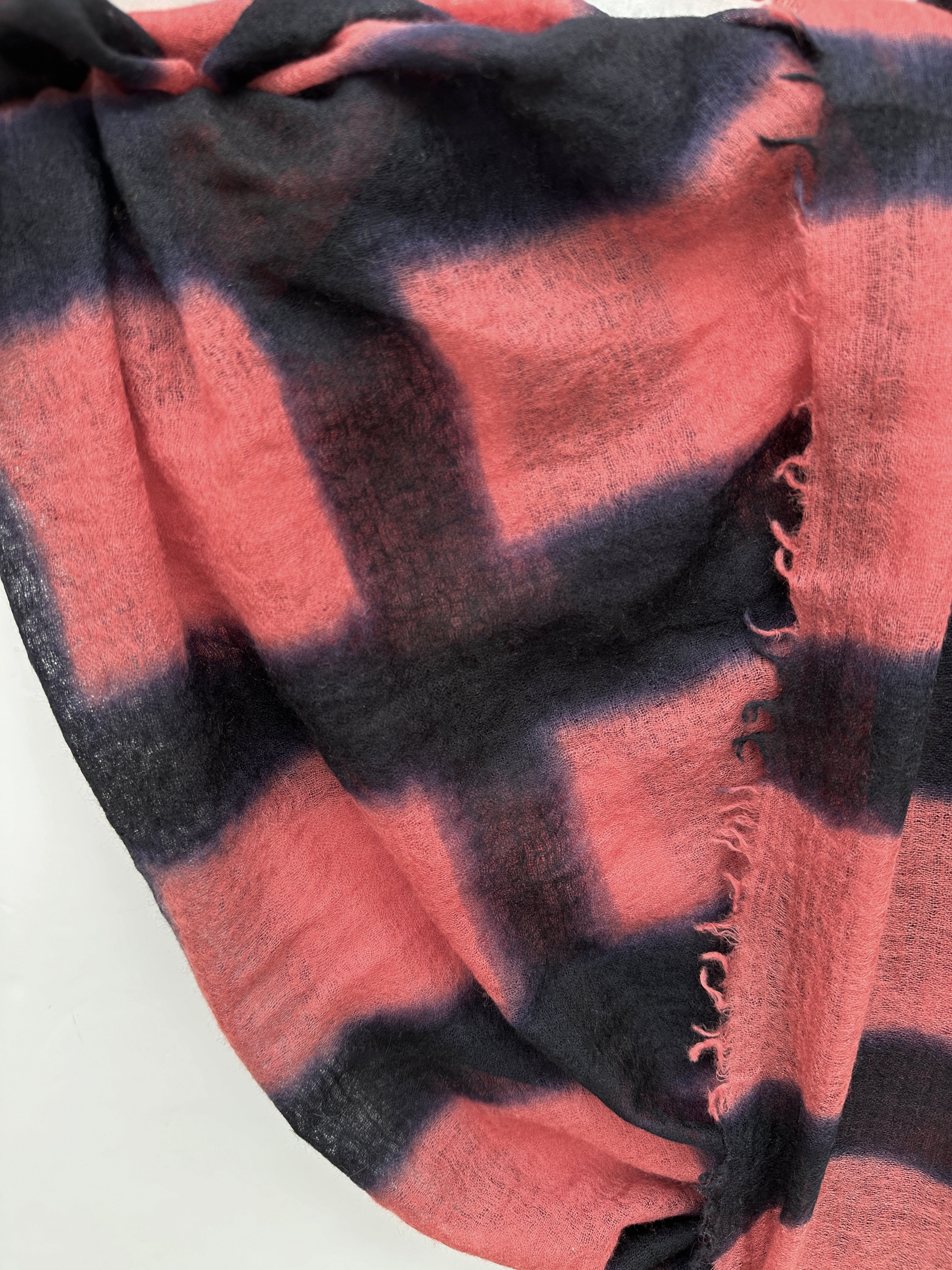 shiborisky squares rosewood pink navy black stripe scarf