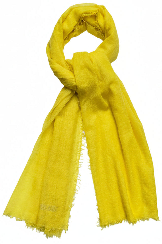 marmee aurora yellow combed cashmere scarf flat lay