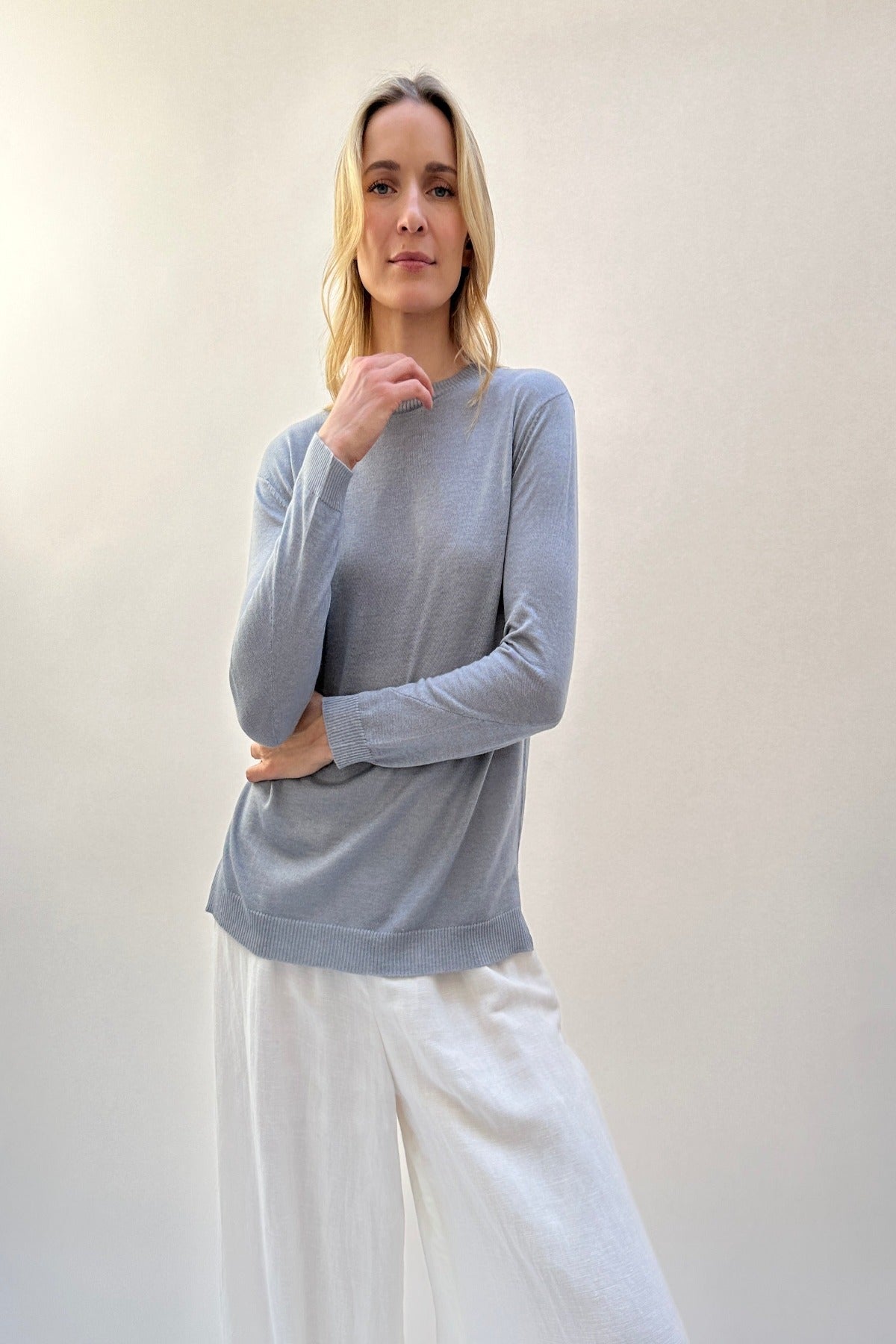 beth pewter linen cashmere sweater