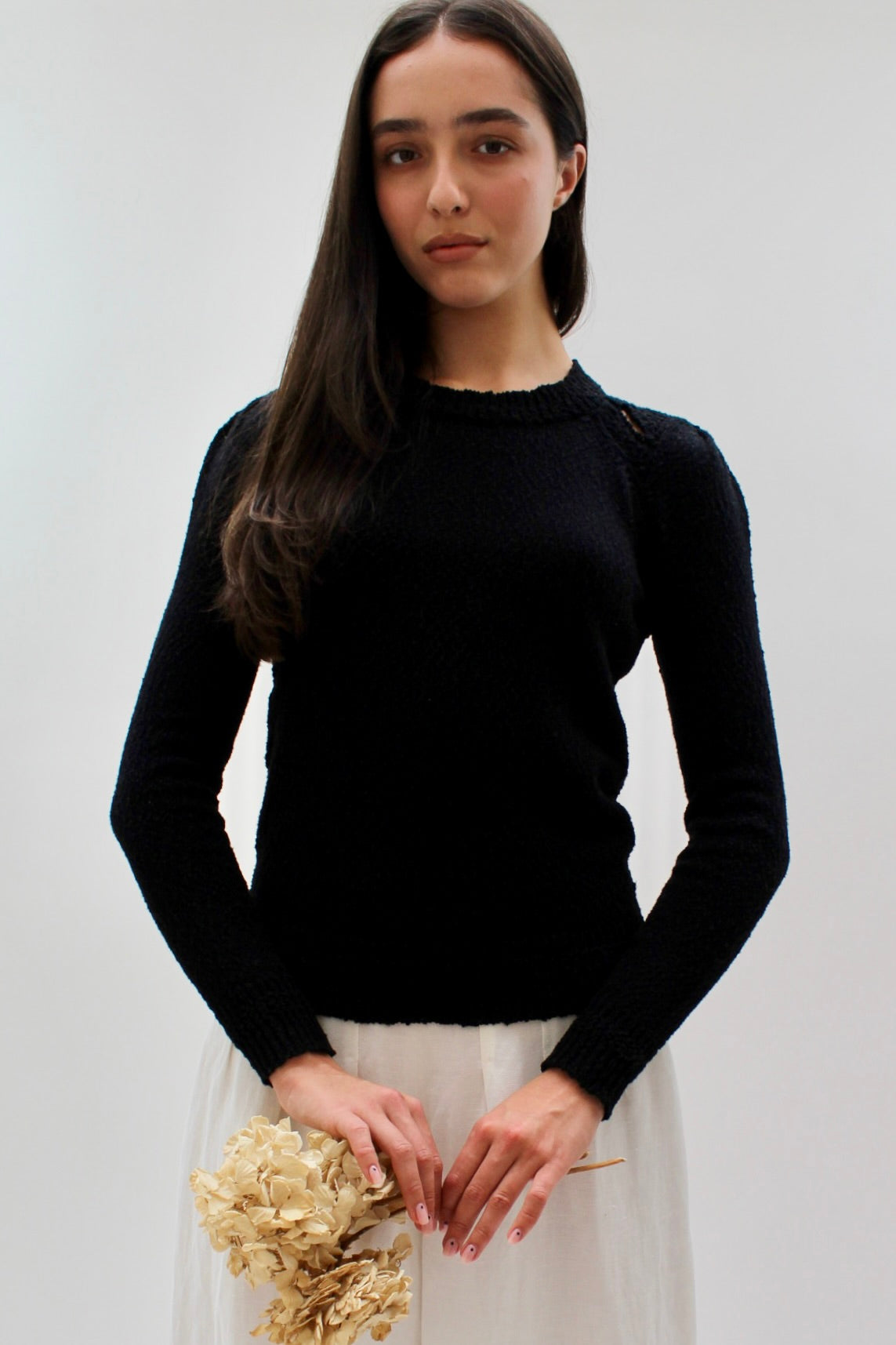 rainey black cotton sweater long view