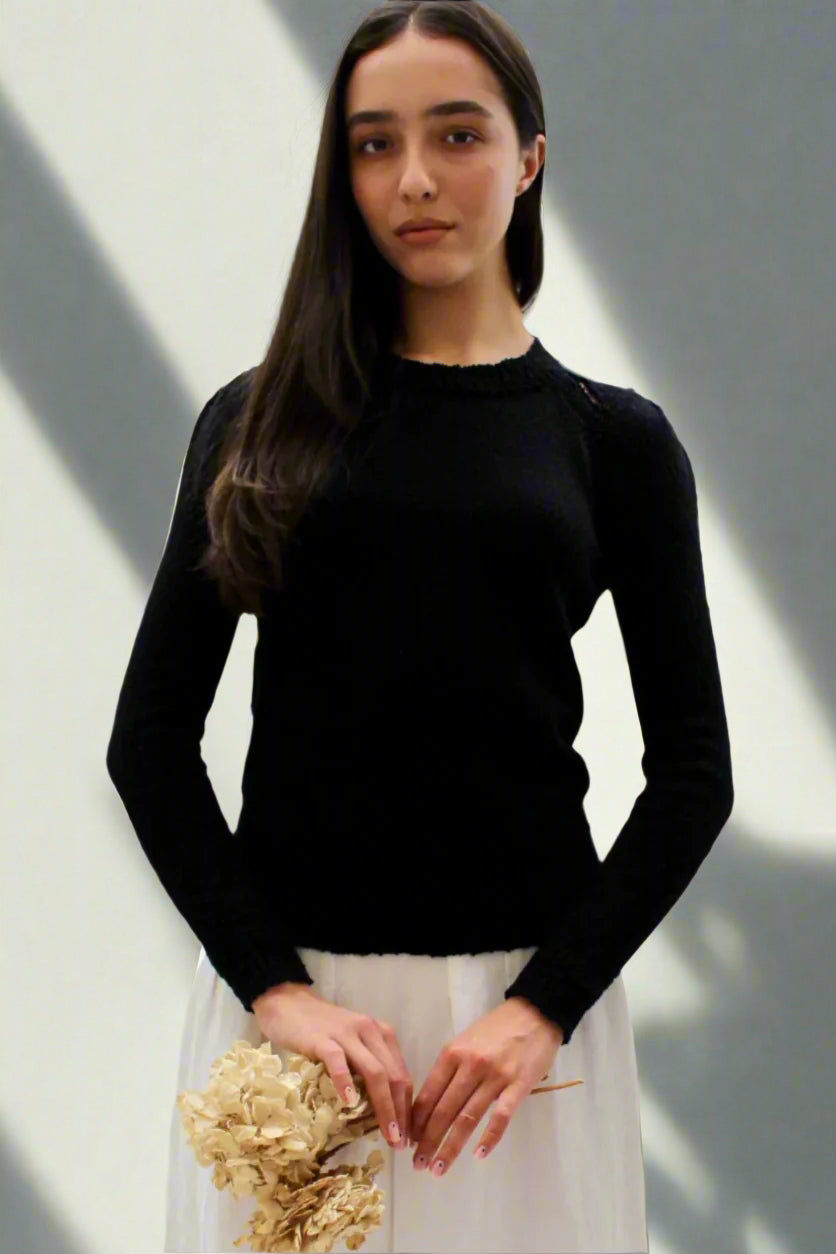 rainey black cotton sweater long view