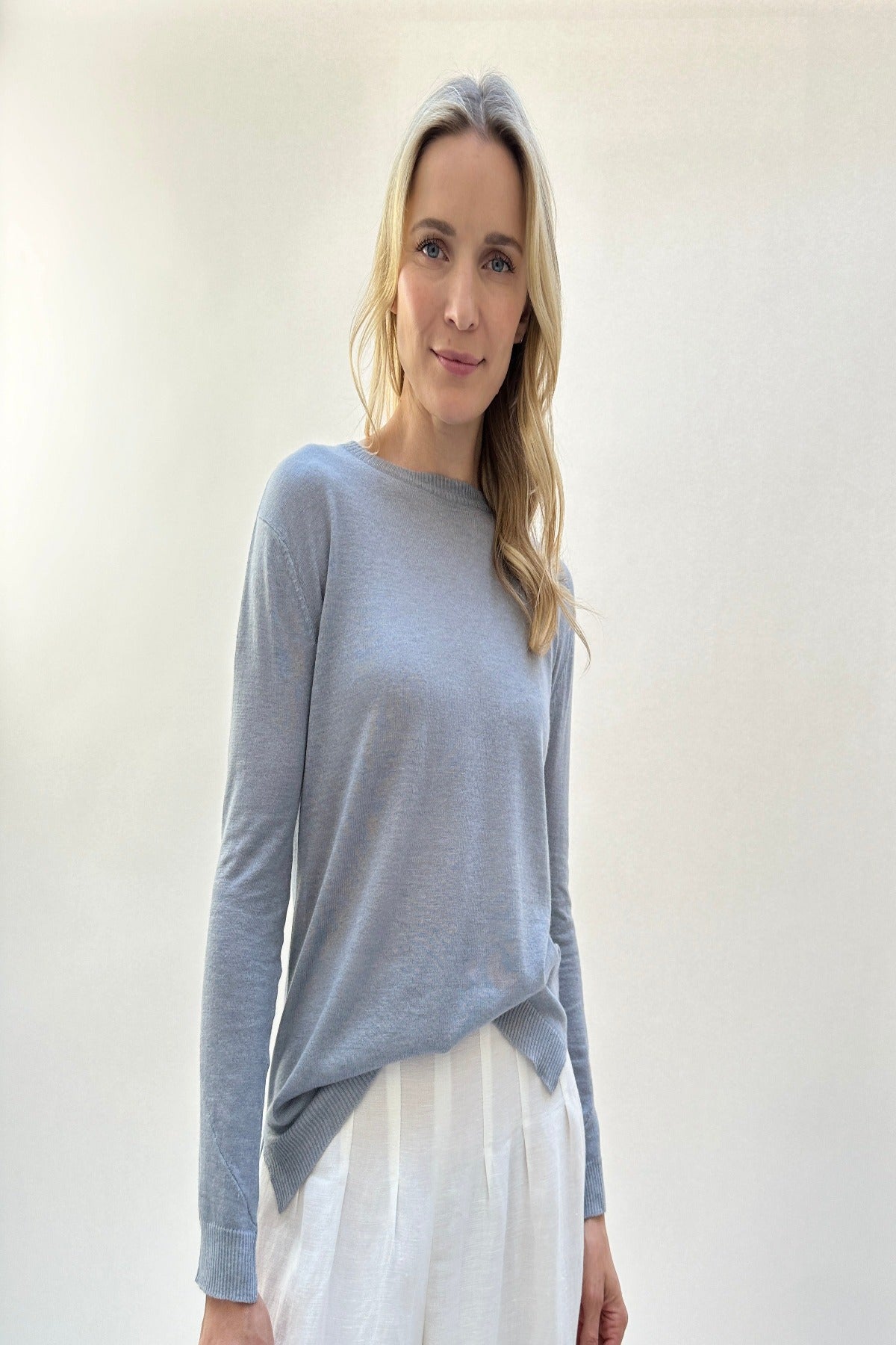 beth pewter linen cashmere sweater view 2 