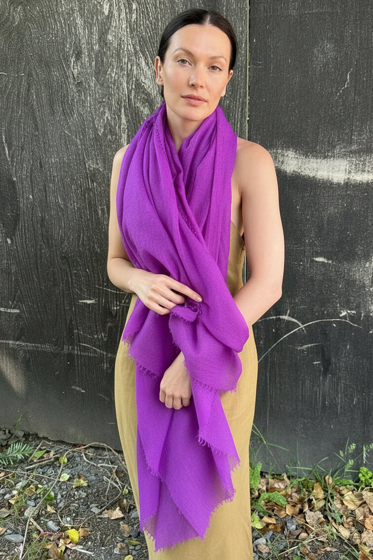 Marmee sari purple cashmere scarf  long view