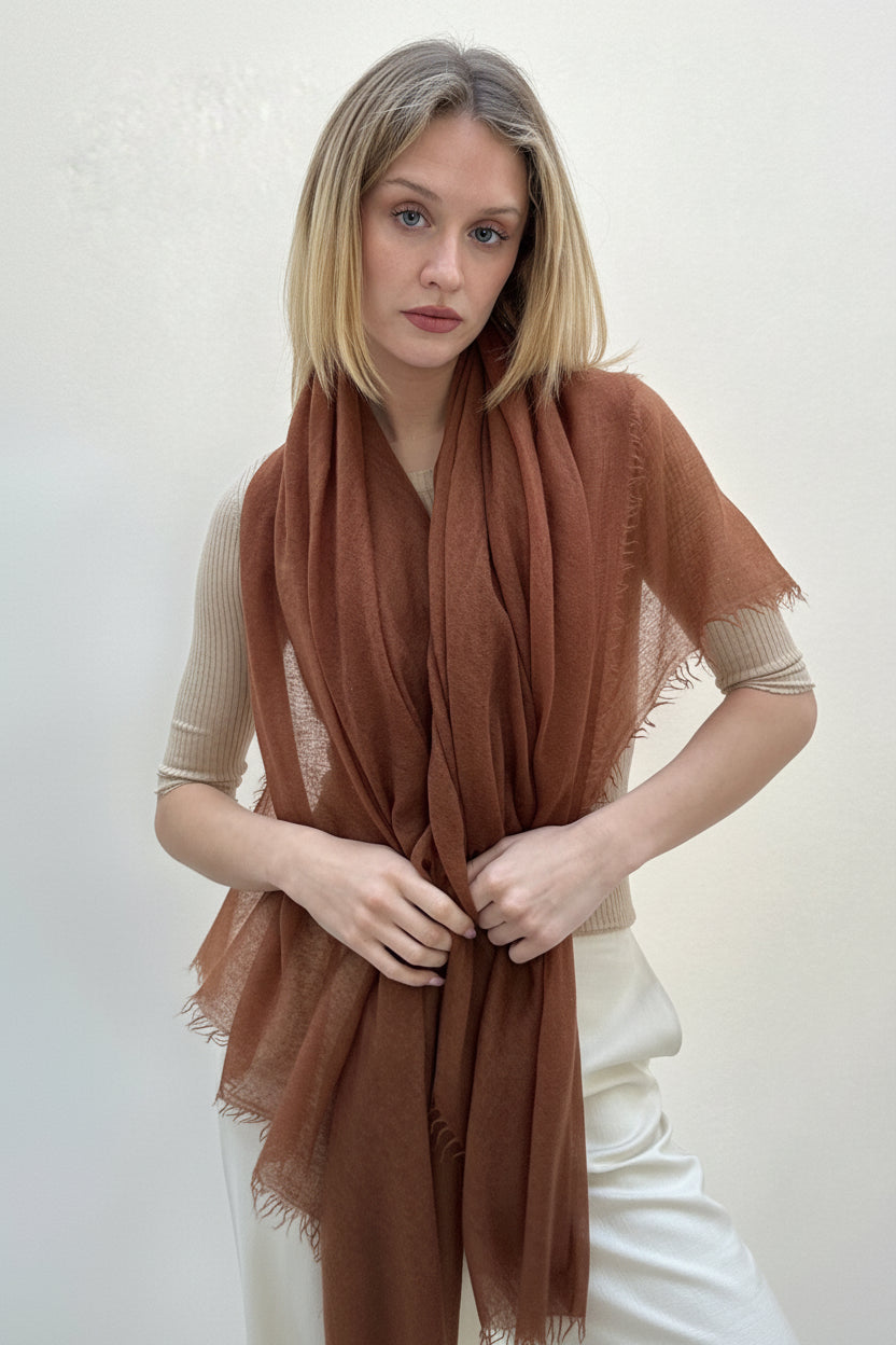 marmee nut brown scarf  cashmere tobacco hazelnut