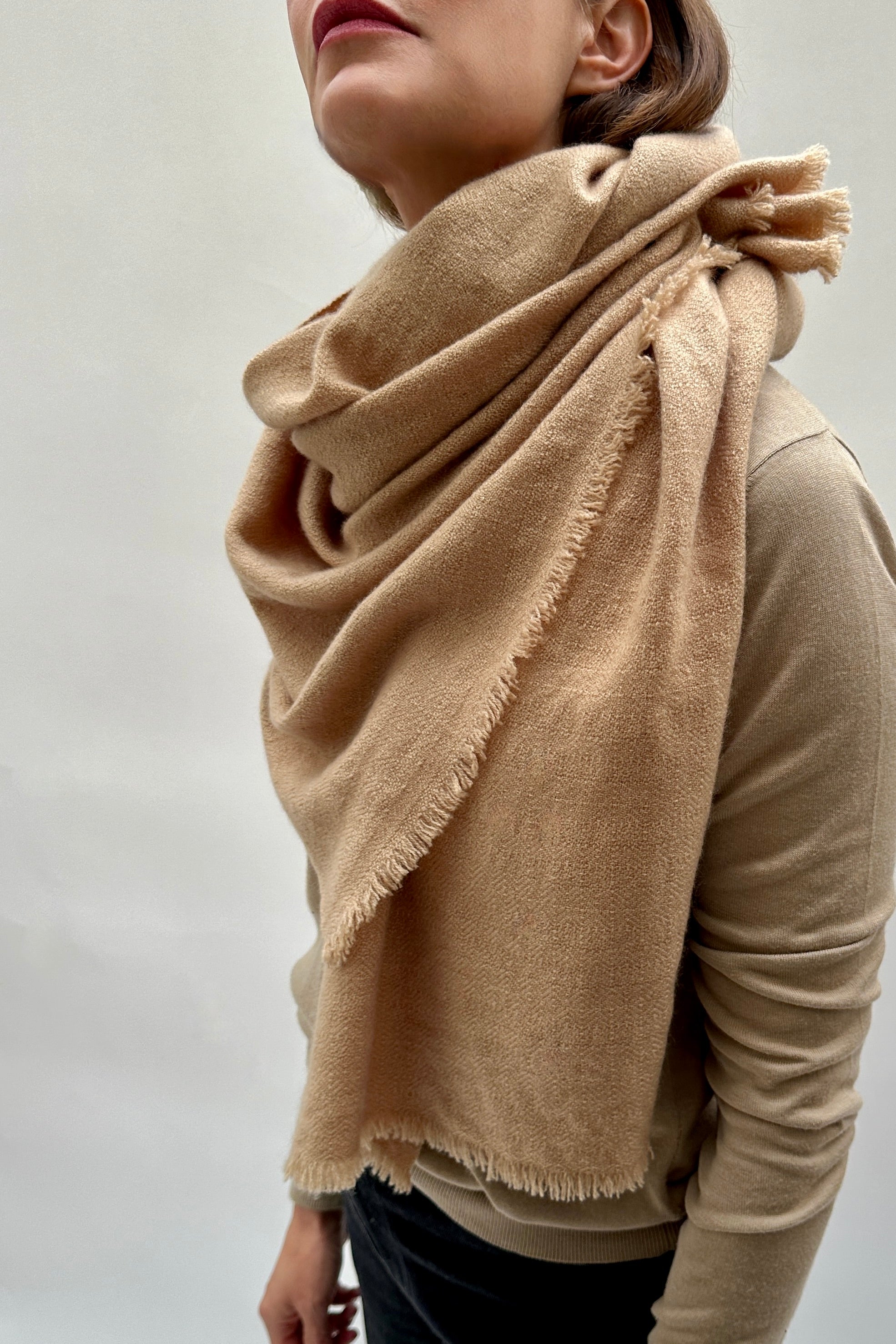 KItty Beige scarf wrap side view