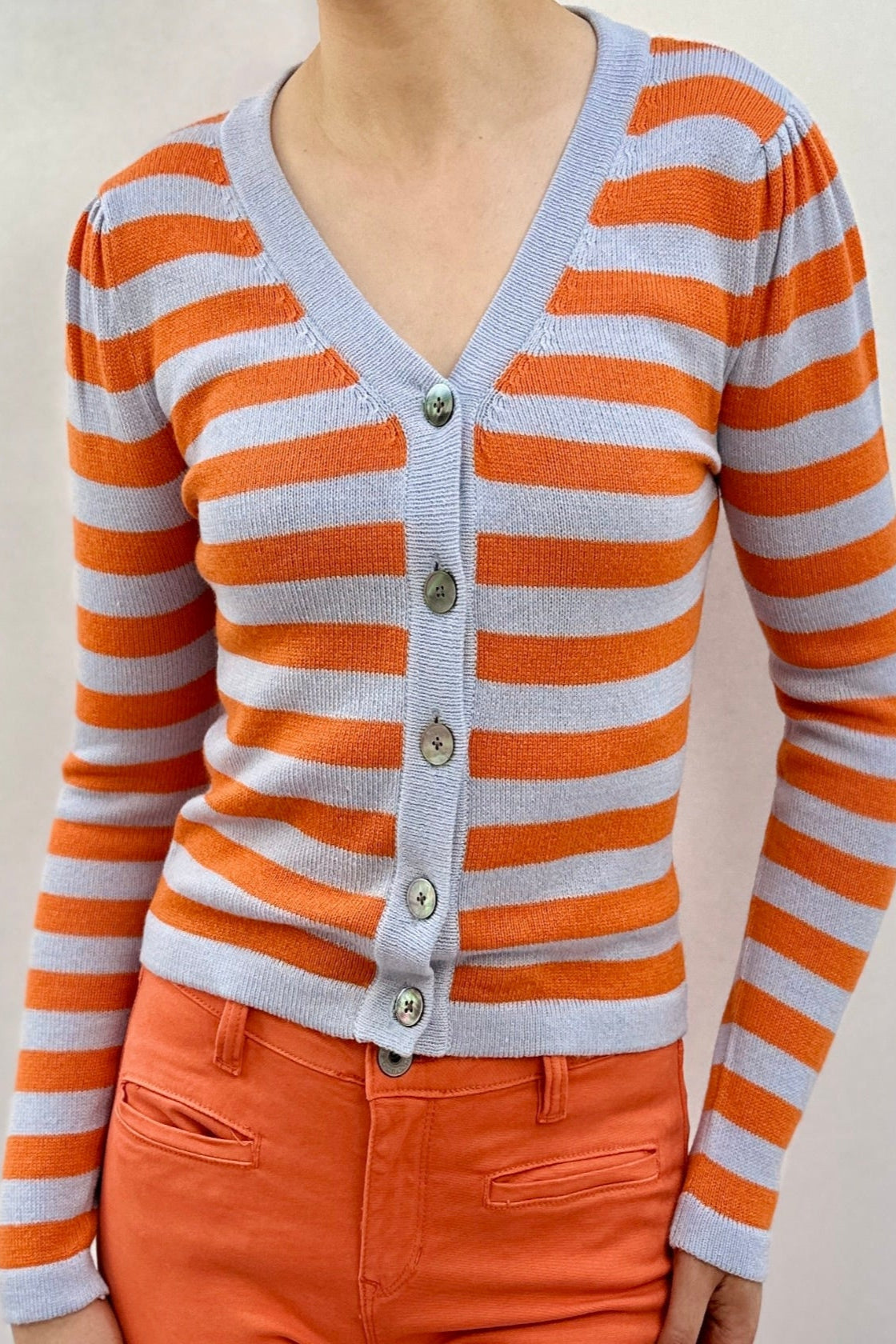 Plein stripe cardigan orange chakra 2