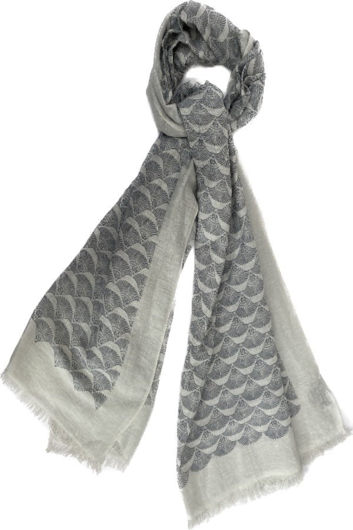 linen print fantail scarf