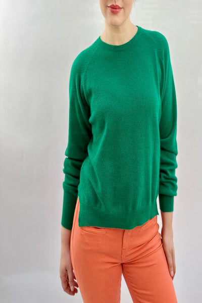 bonnie waffle knit sweater kelly green front